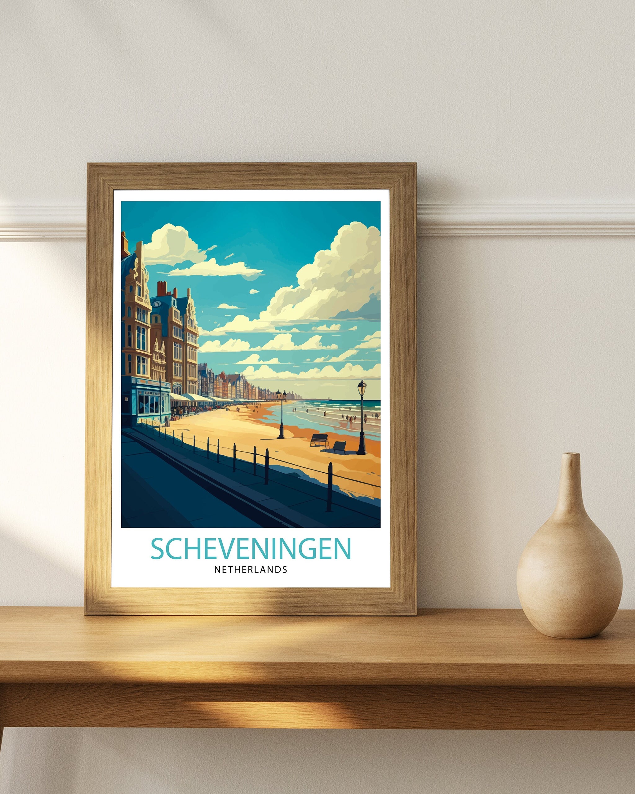Scheveningen Netherlands Travel Poster, Seaside Art Print