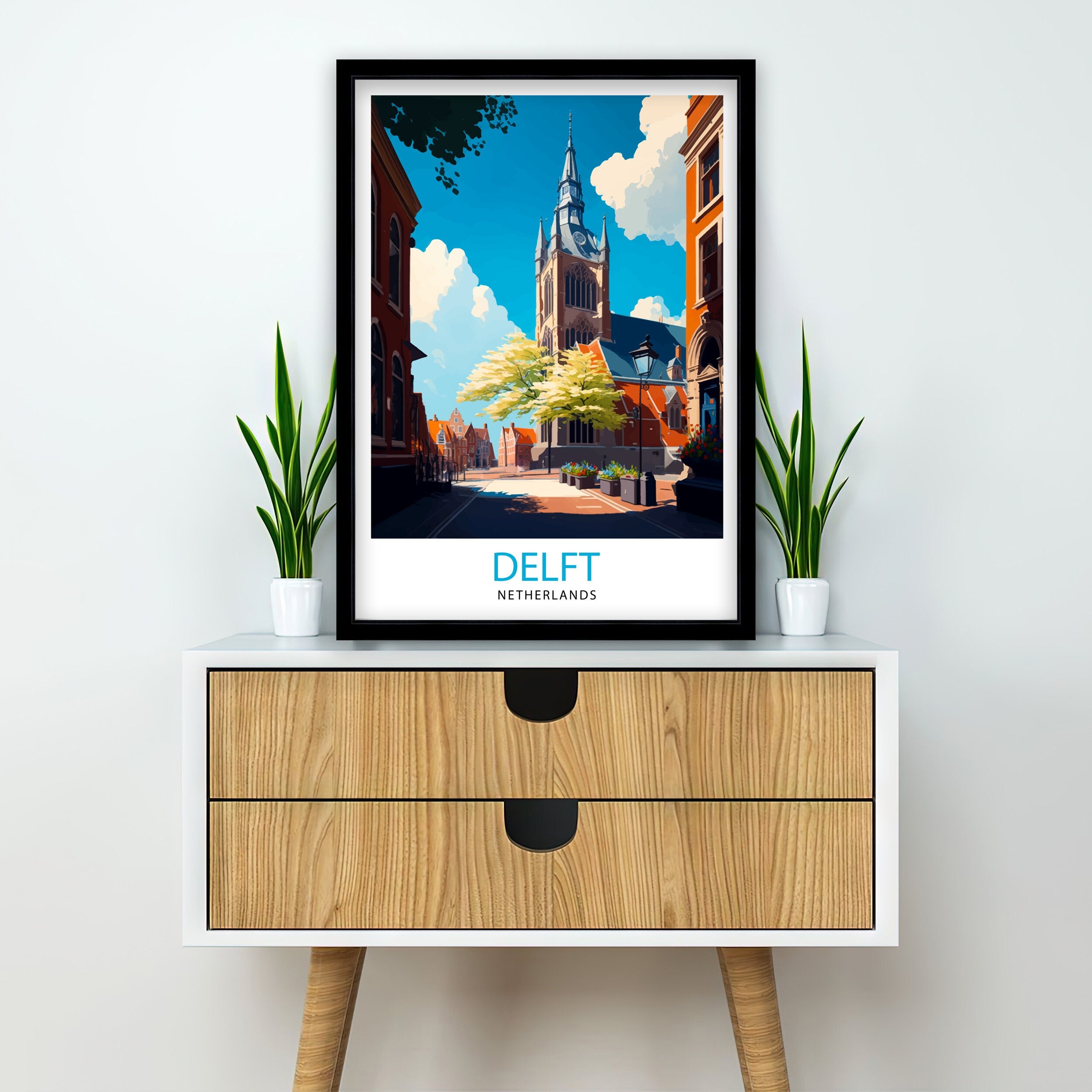 Delft Netherlands Travel Poster, Dutch City Art Print