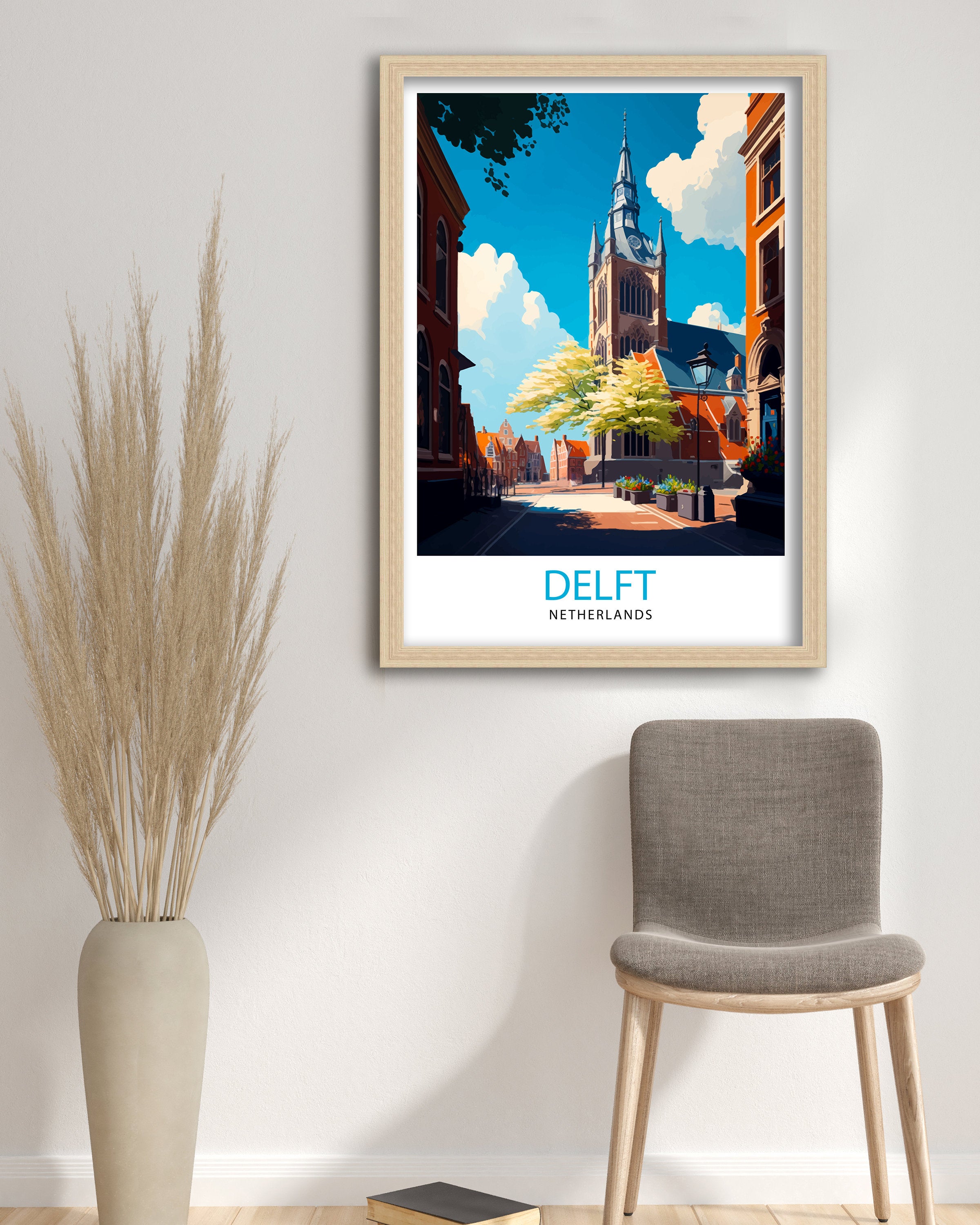 Delft Netherlands Travel Poster, Dutch City Art Print