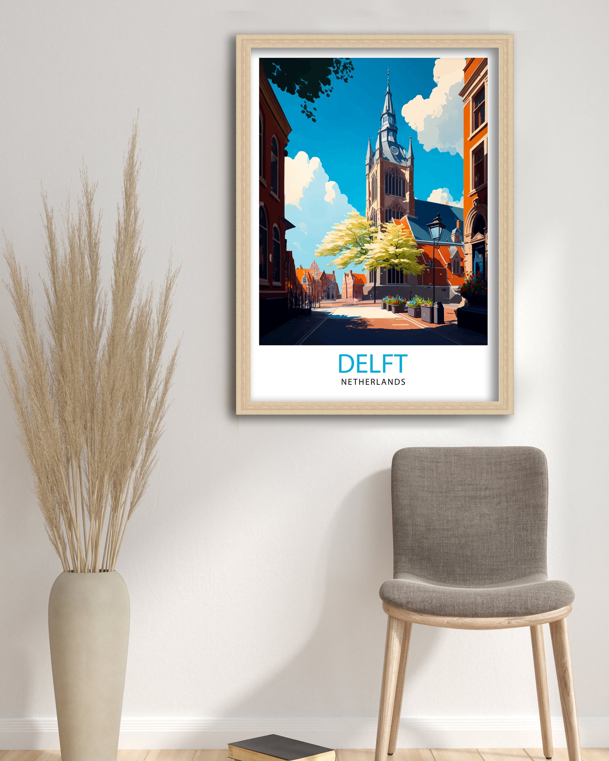Delft Netherlands Travel Poster, Dutch City Art Print