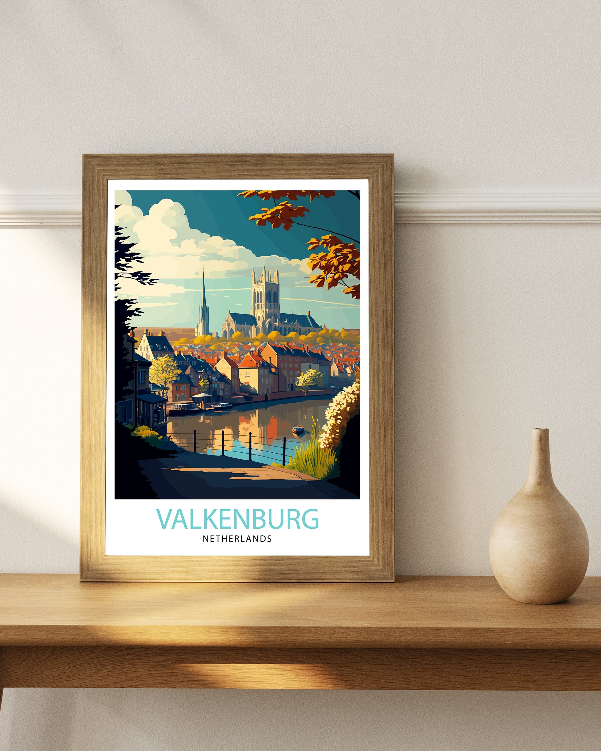 Valkenburg Netherlands Travel Poster, Dutch Town Art Print