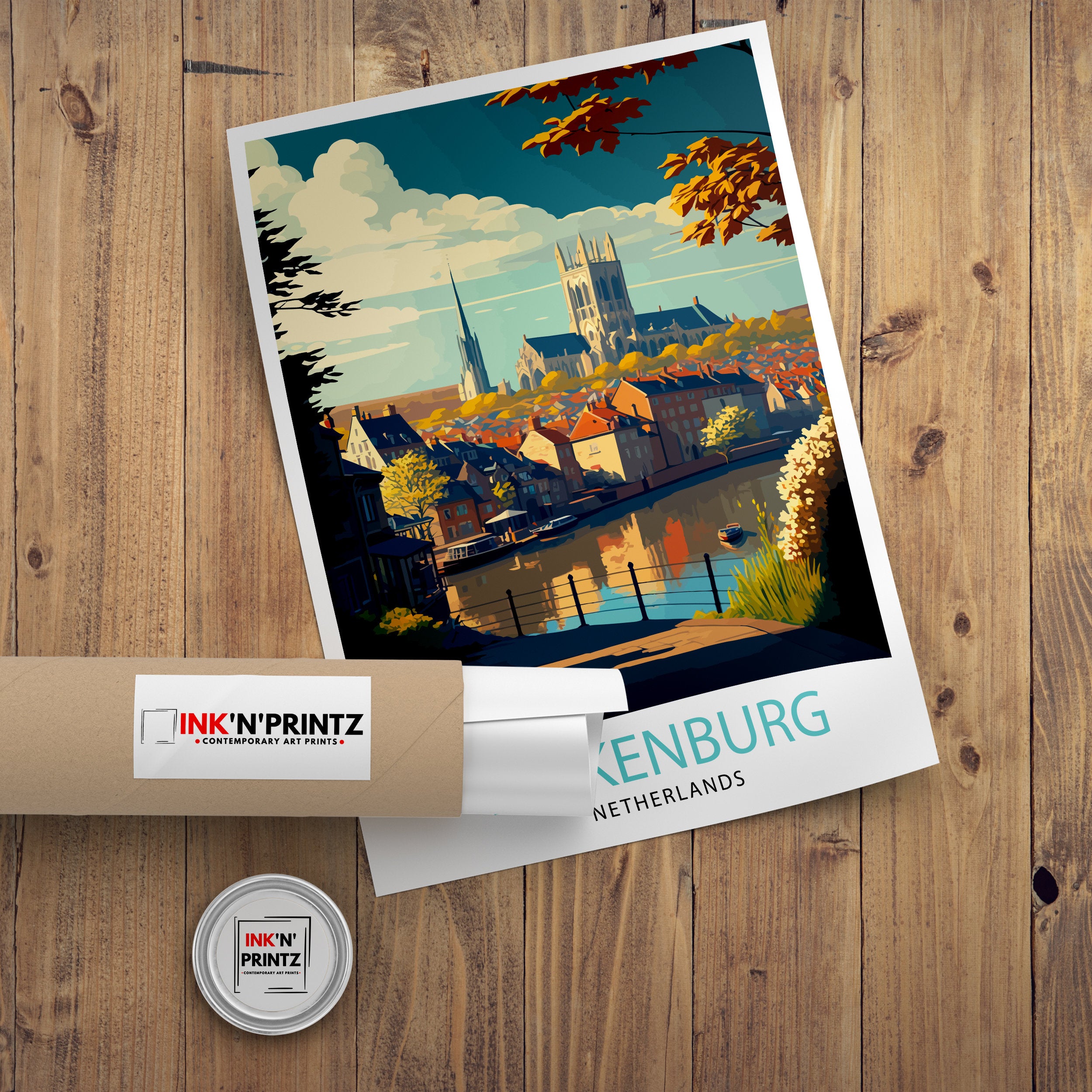 Valkenburg Netherlands Travel Poster, Dutch Town Art Print
