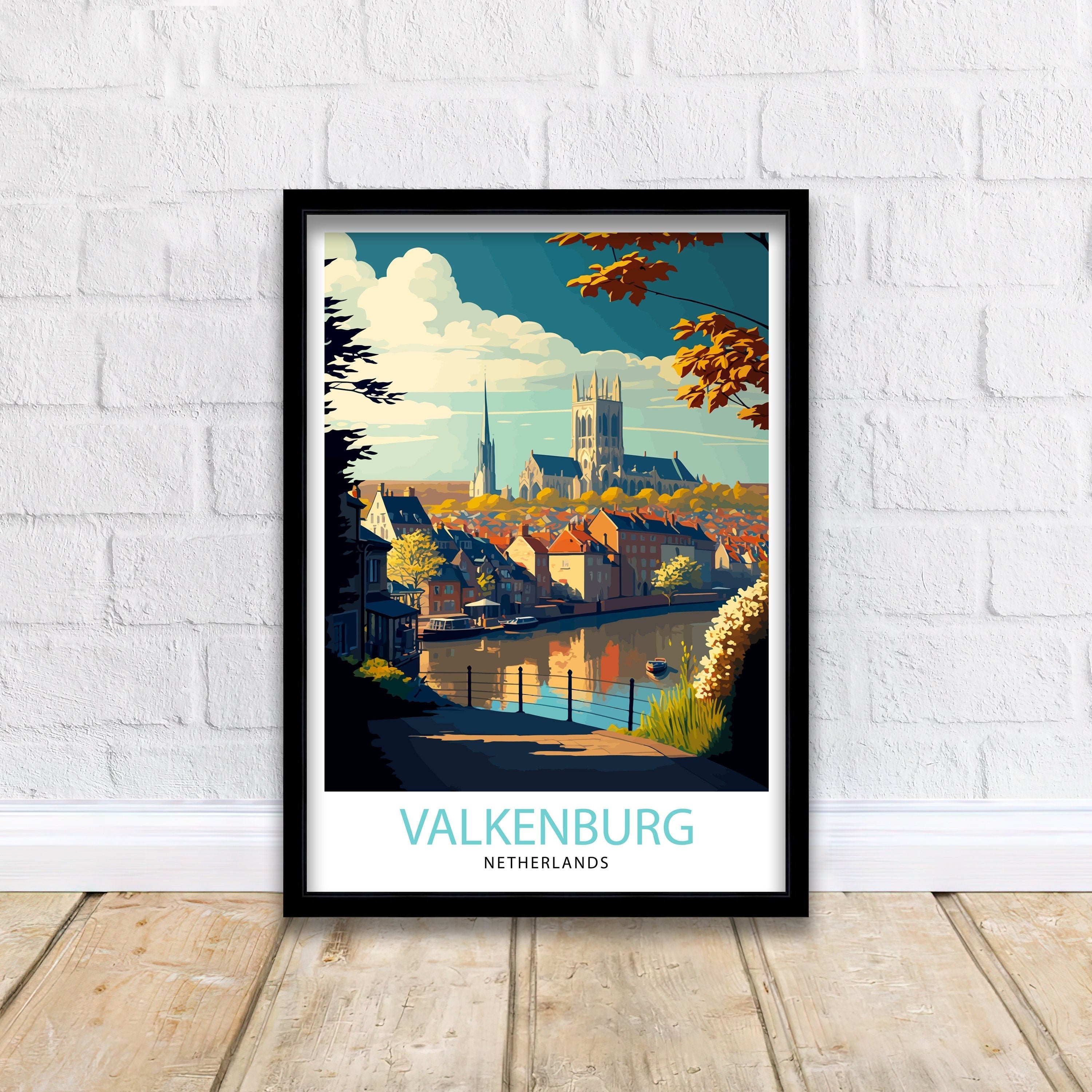 Valkenburg Netherlands Travel Poster, Dutch Town Art Print