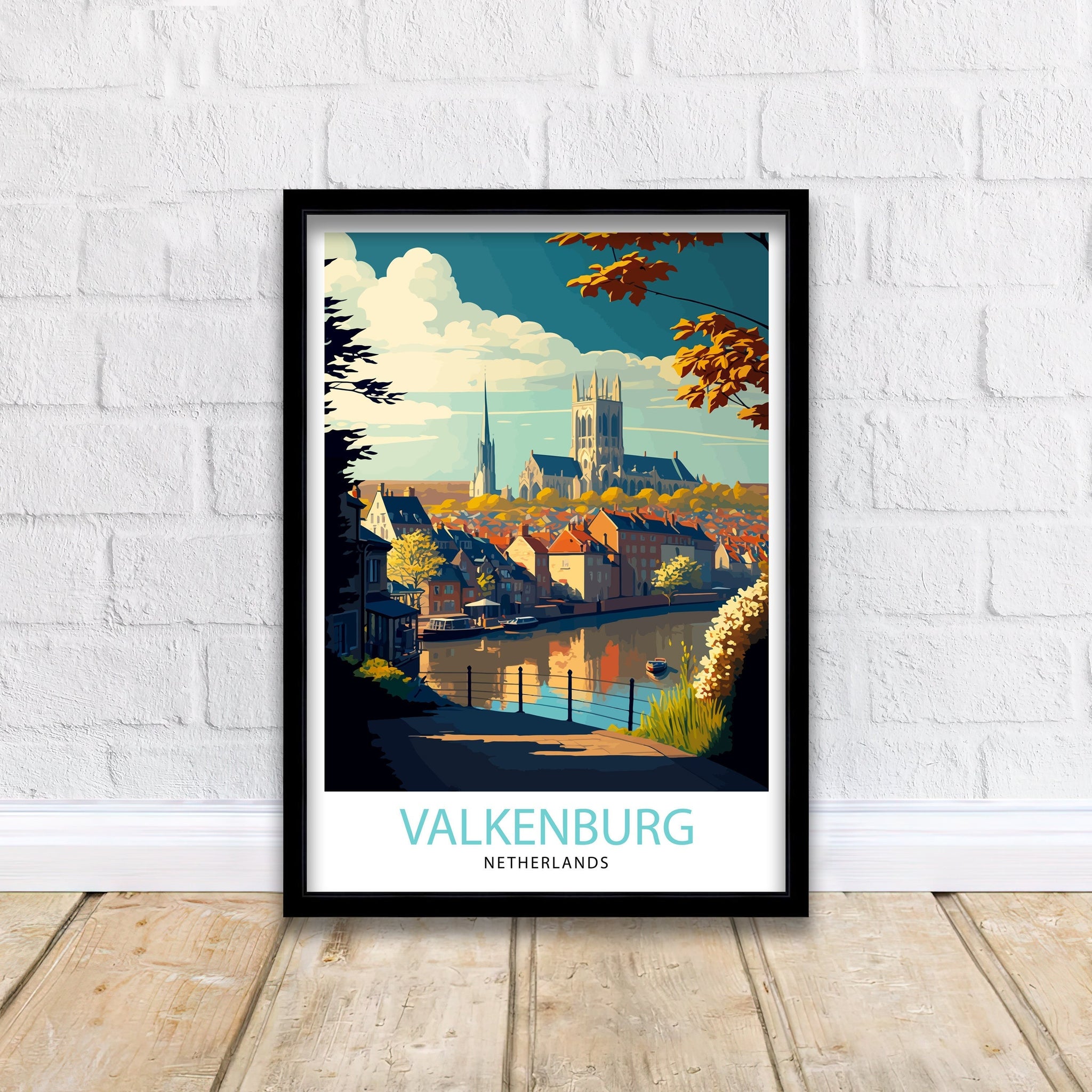 Valkenburg Netherlands Travel Poster, Dutch Town Art Print