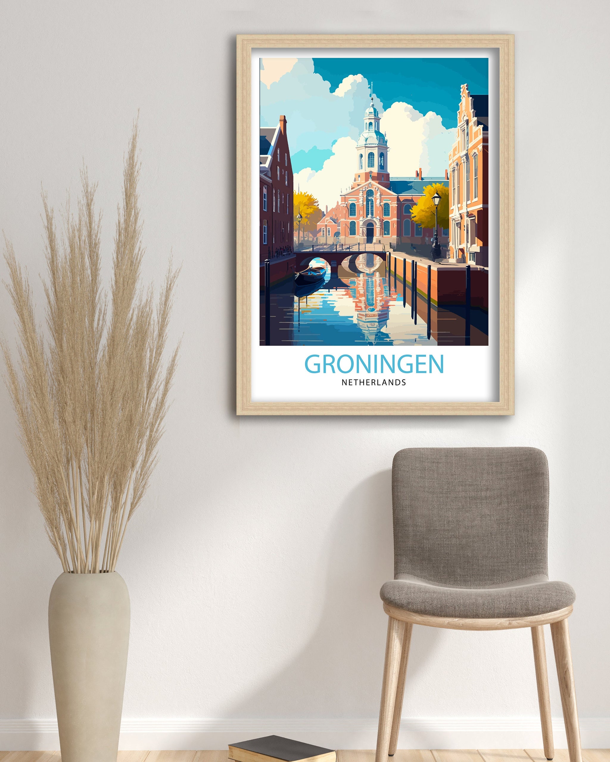 Groningen Netherlands Travel Poster, Cityscape Art Print