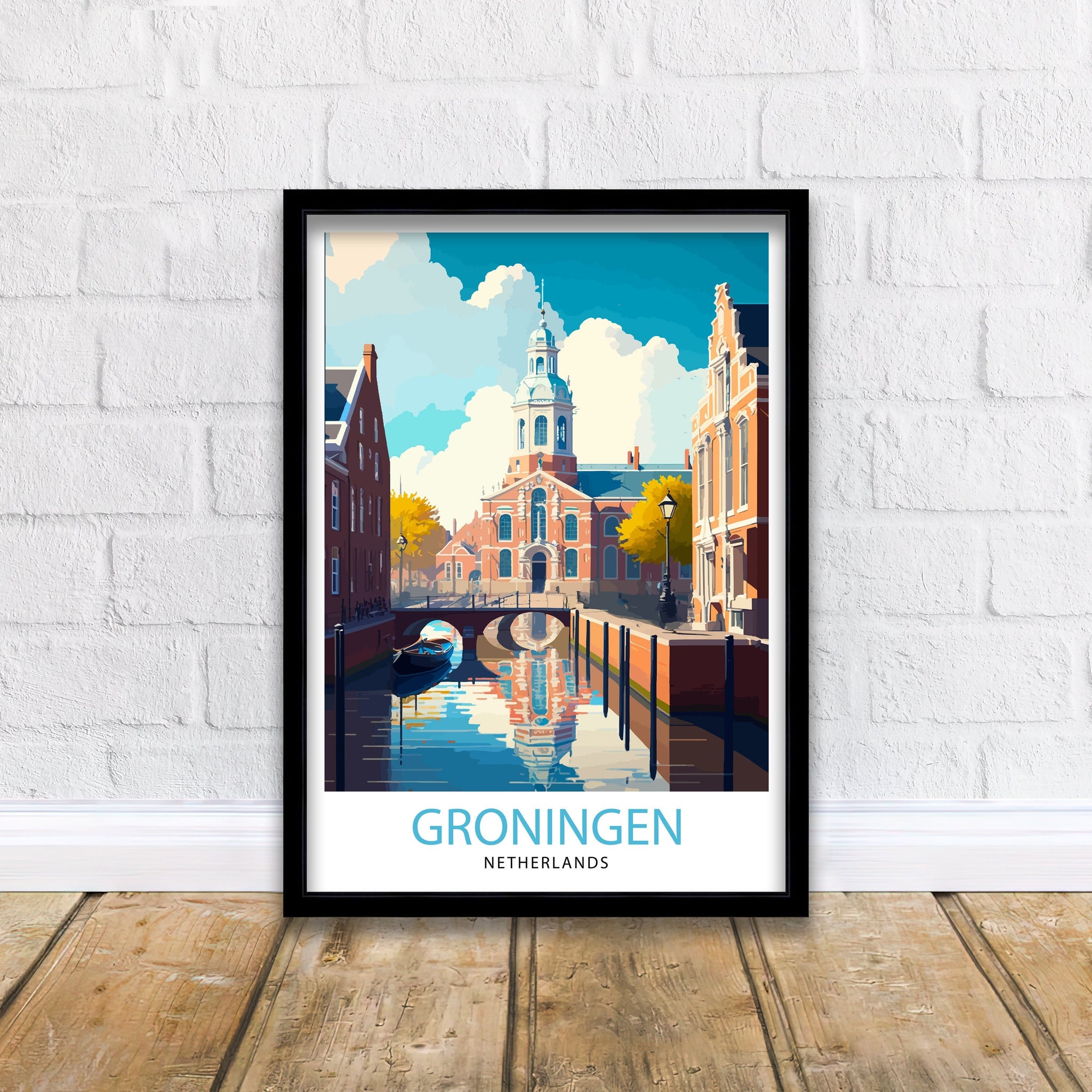 Groningen Netherlands Travel Poster, Cityscape Art Print