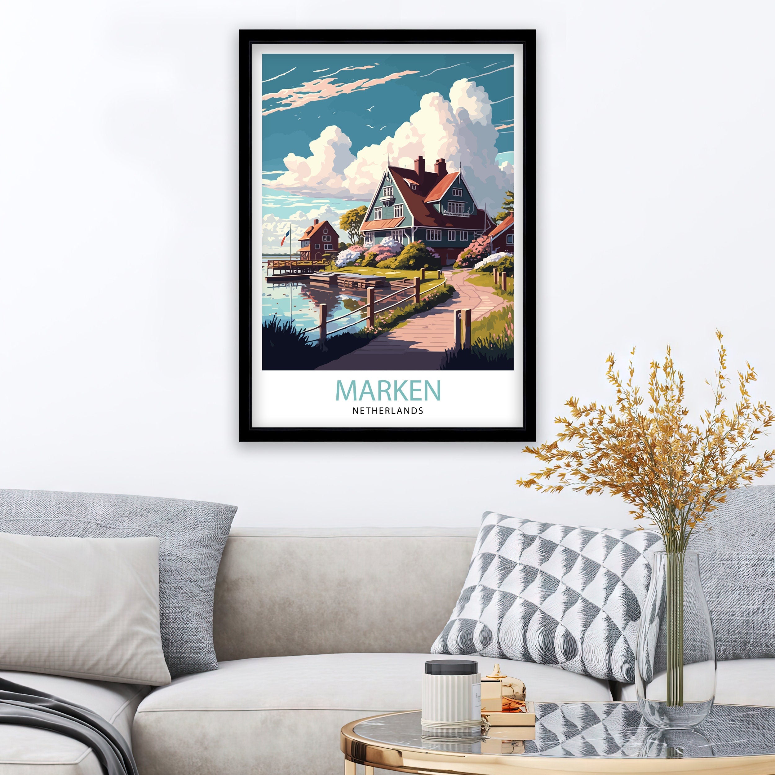 Marken Netherlands Travel Poster: Village Art Print
