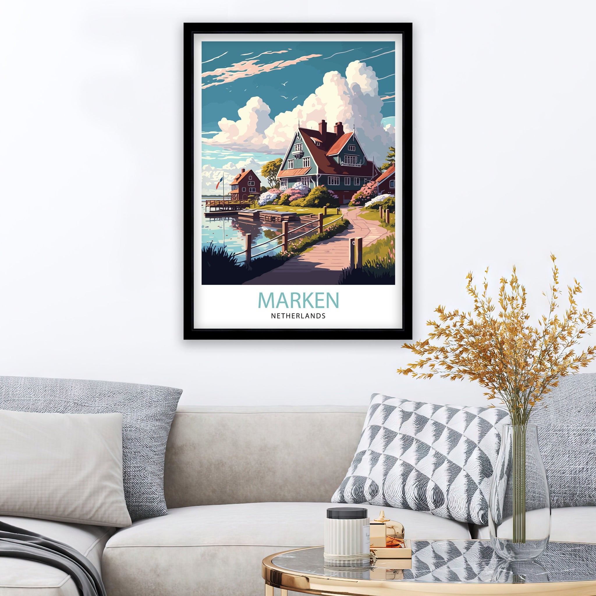 Marken Netherlands Travel Poster: Village Art Print
