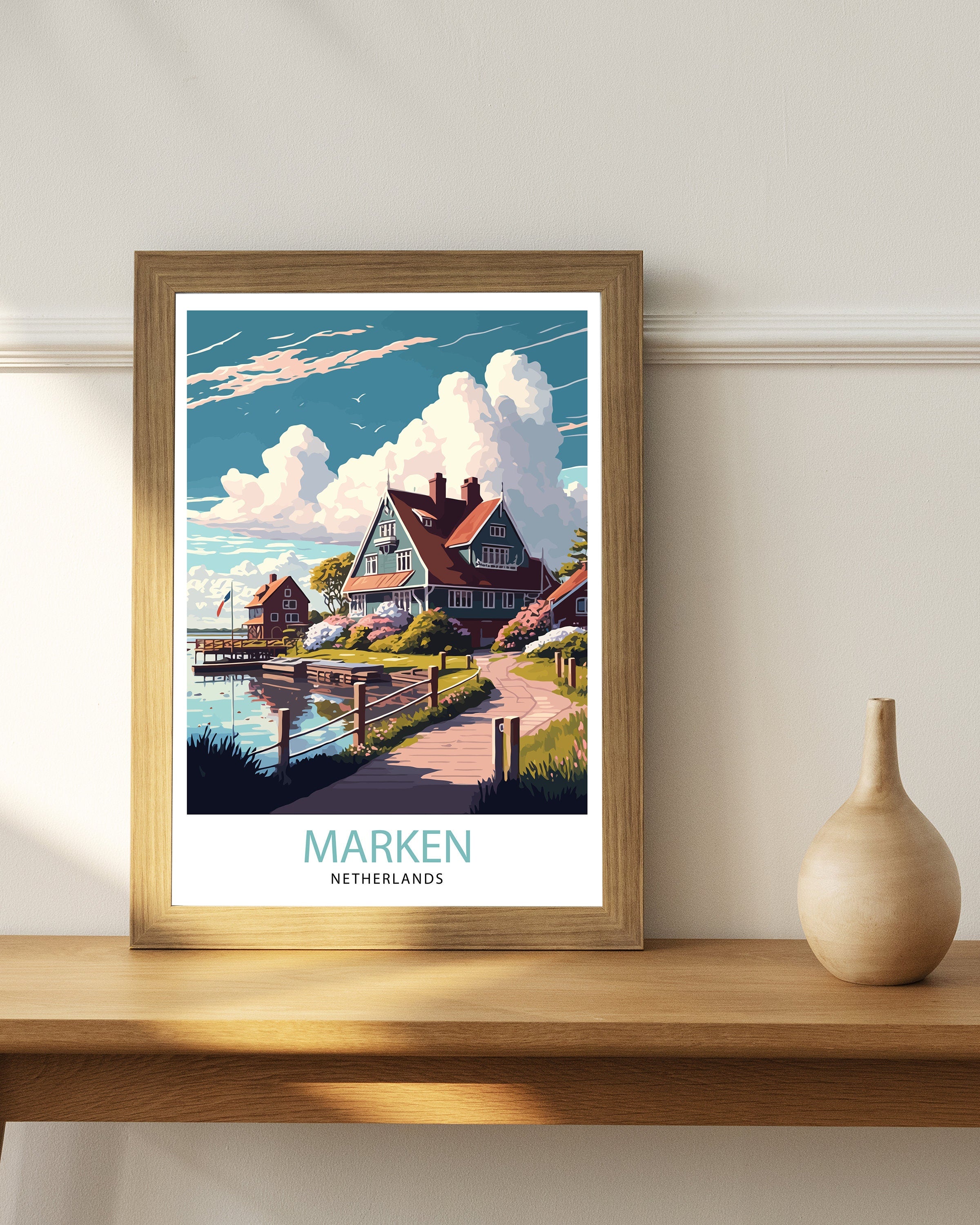 Marken Netherlands Travel Poster: Village Art Print