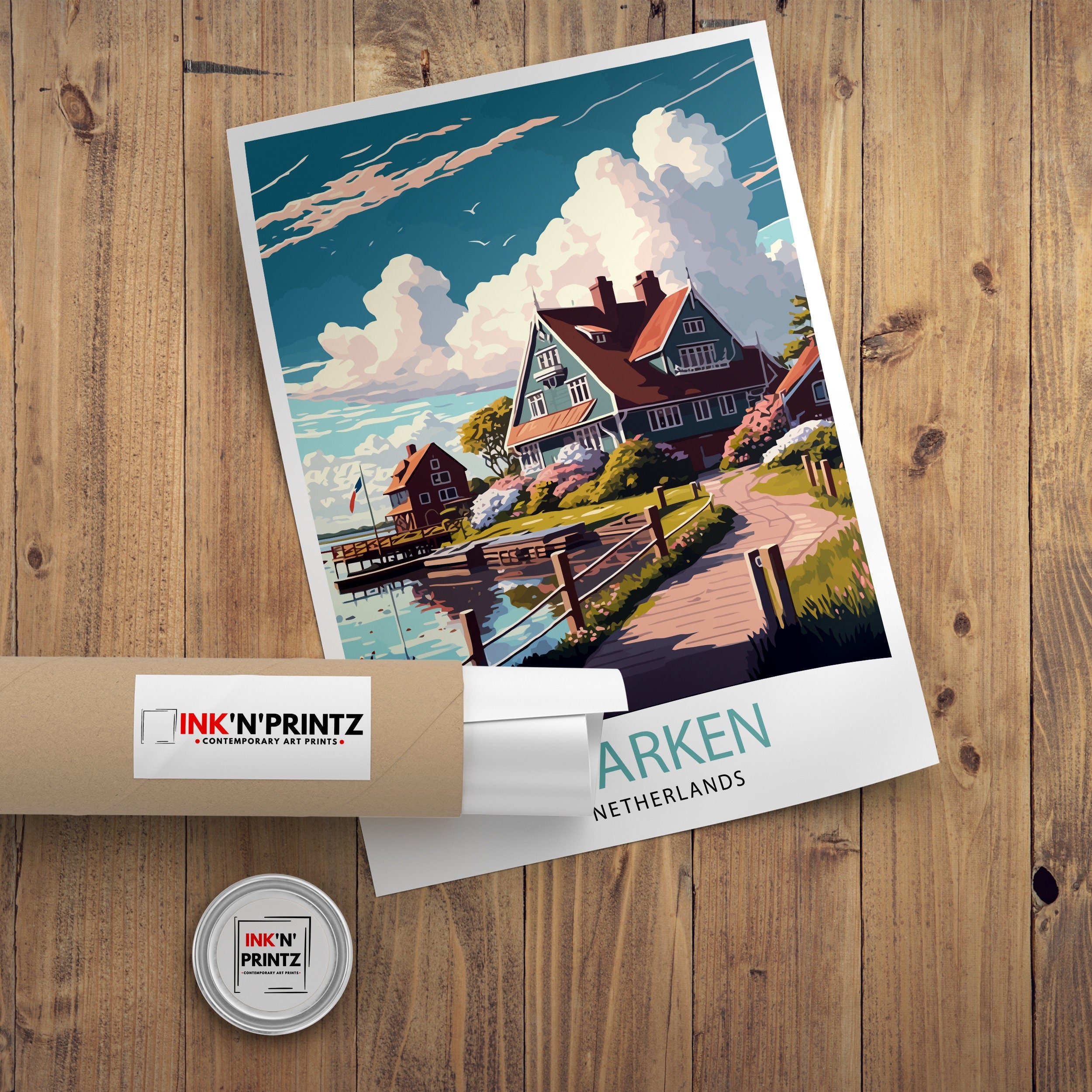 Marken Netherlands Travel Poster: Village Art Print