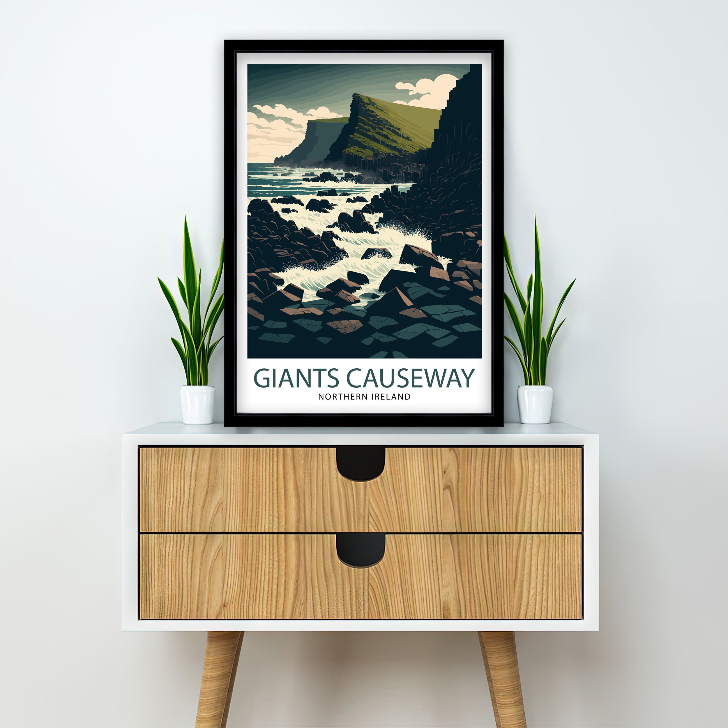Giants Causeway Art Print | Northern Ireland Travel Poster