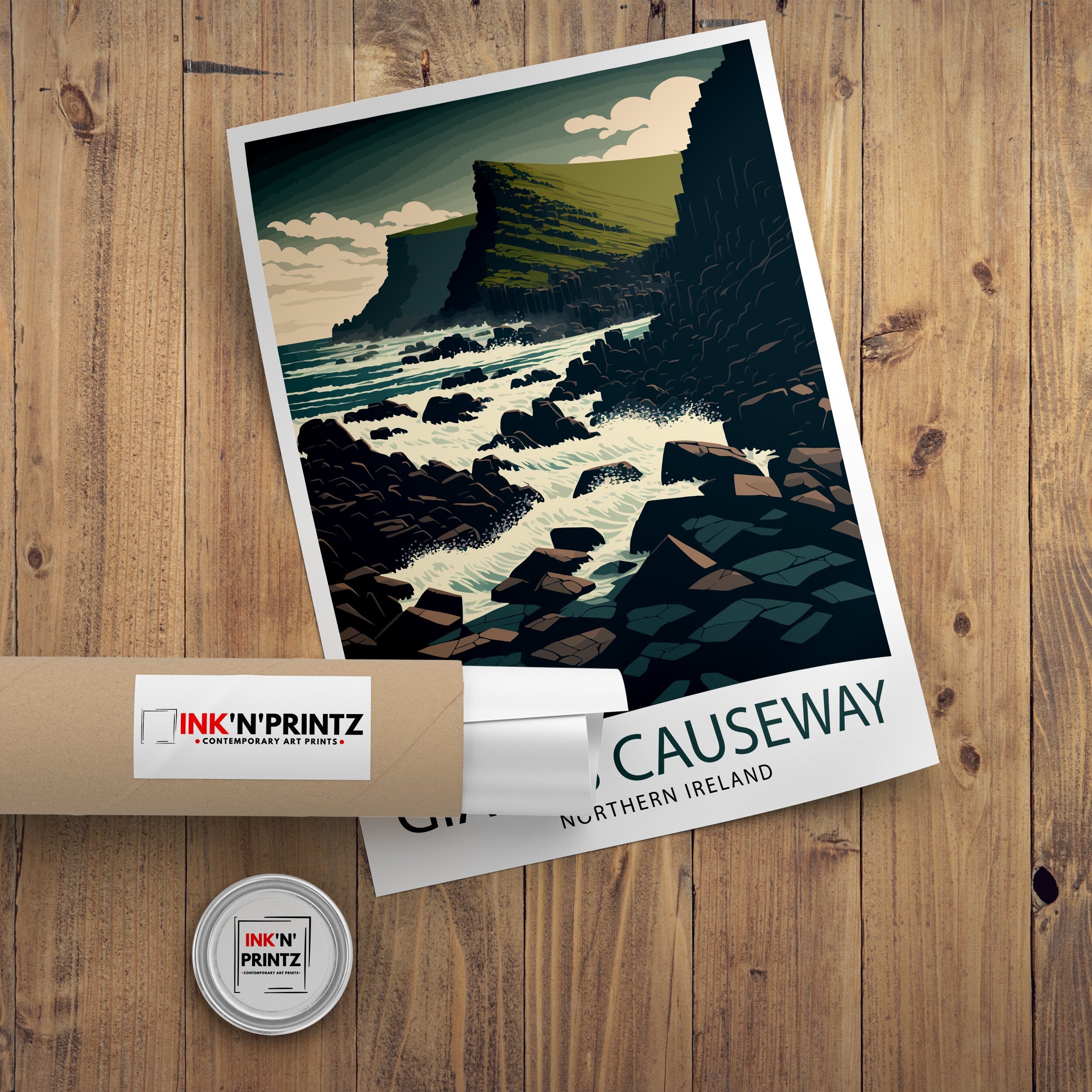 Giants Causeway Art Print | Northern Ireland Travel Poster