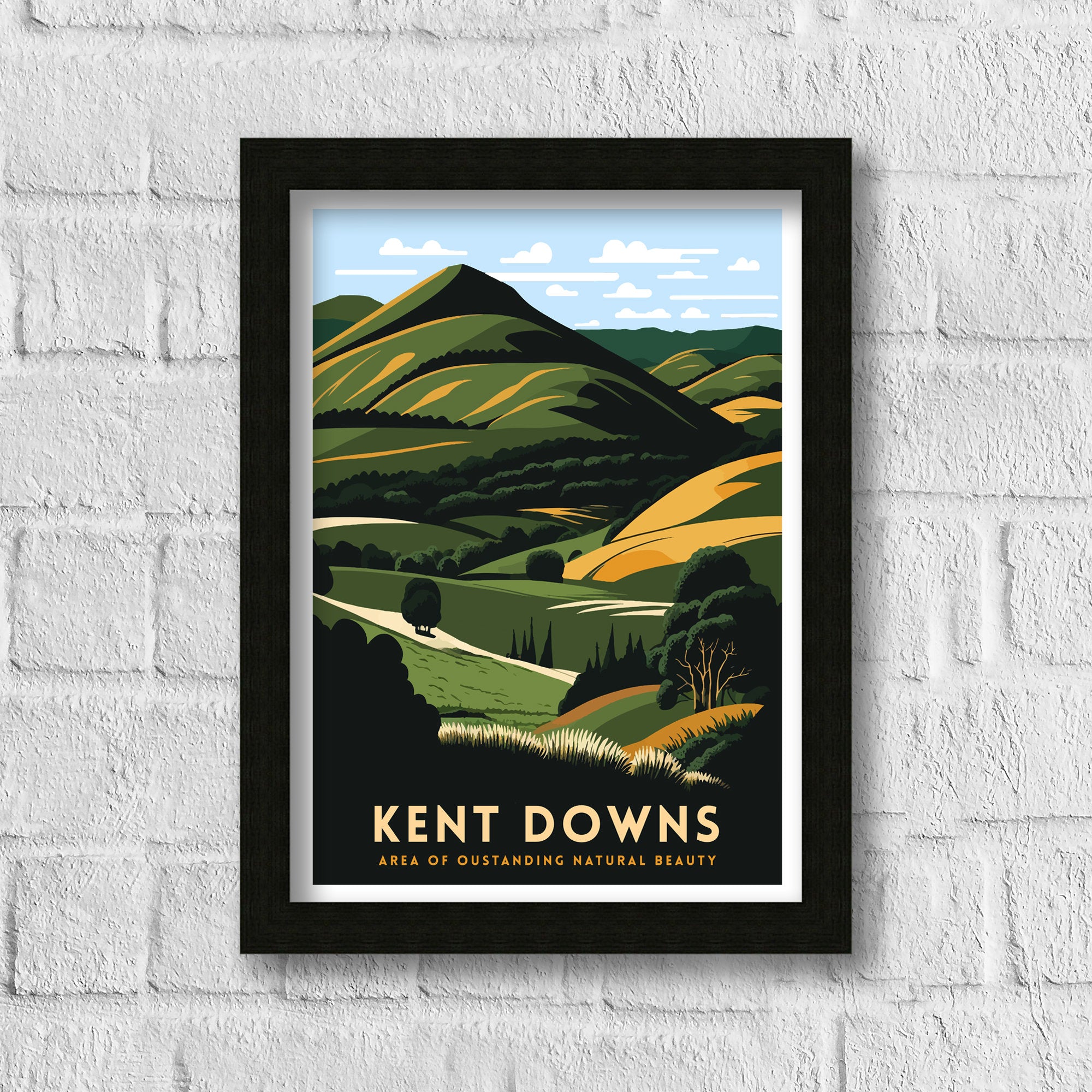 Kent Downs Travel Poster | Scenic Landscape Art Print