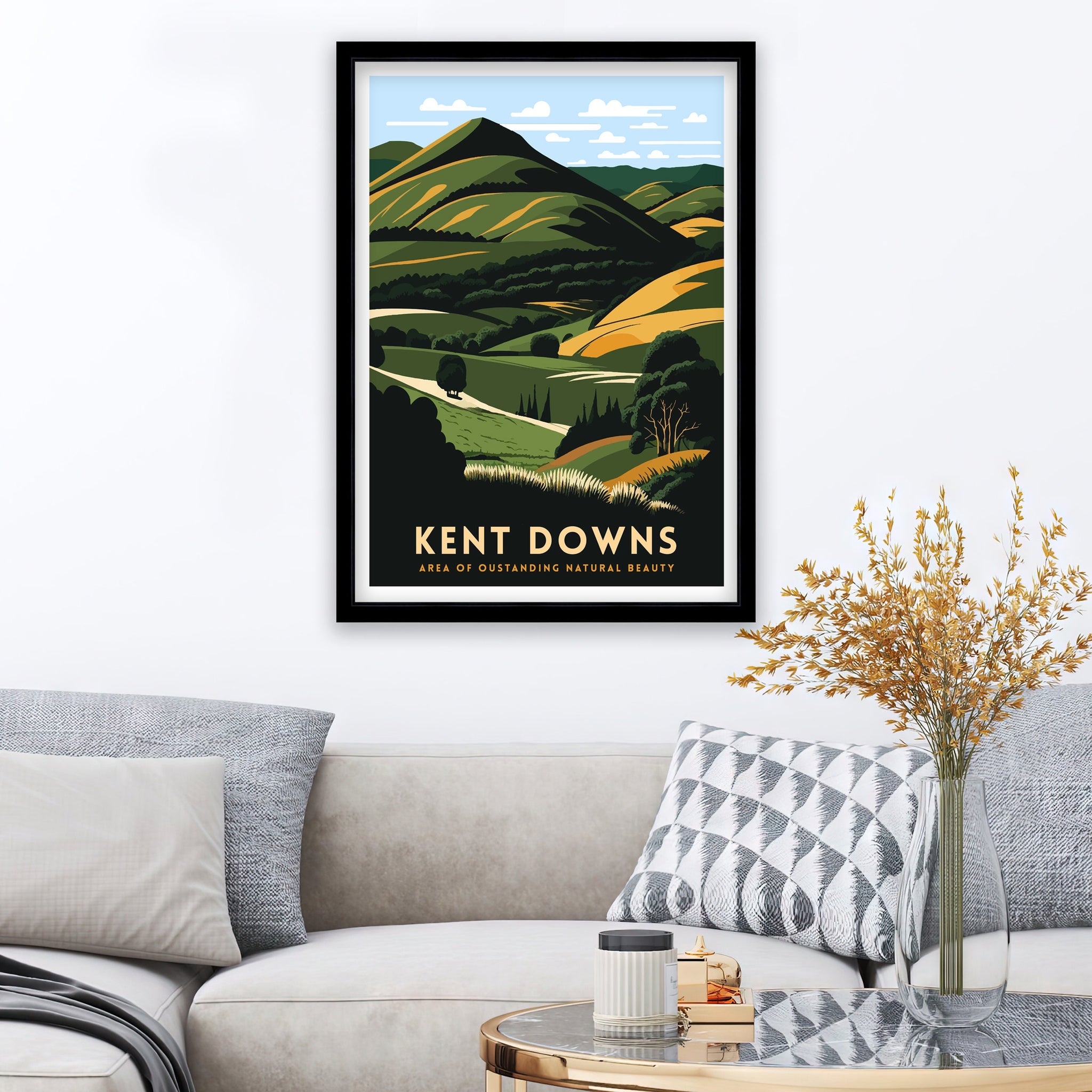 Kent Downs Travel Poster | Scenic Landscape Art Print