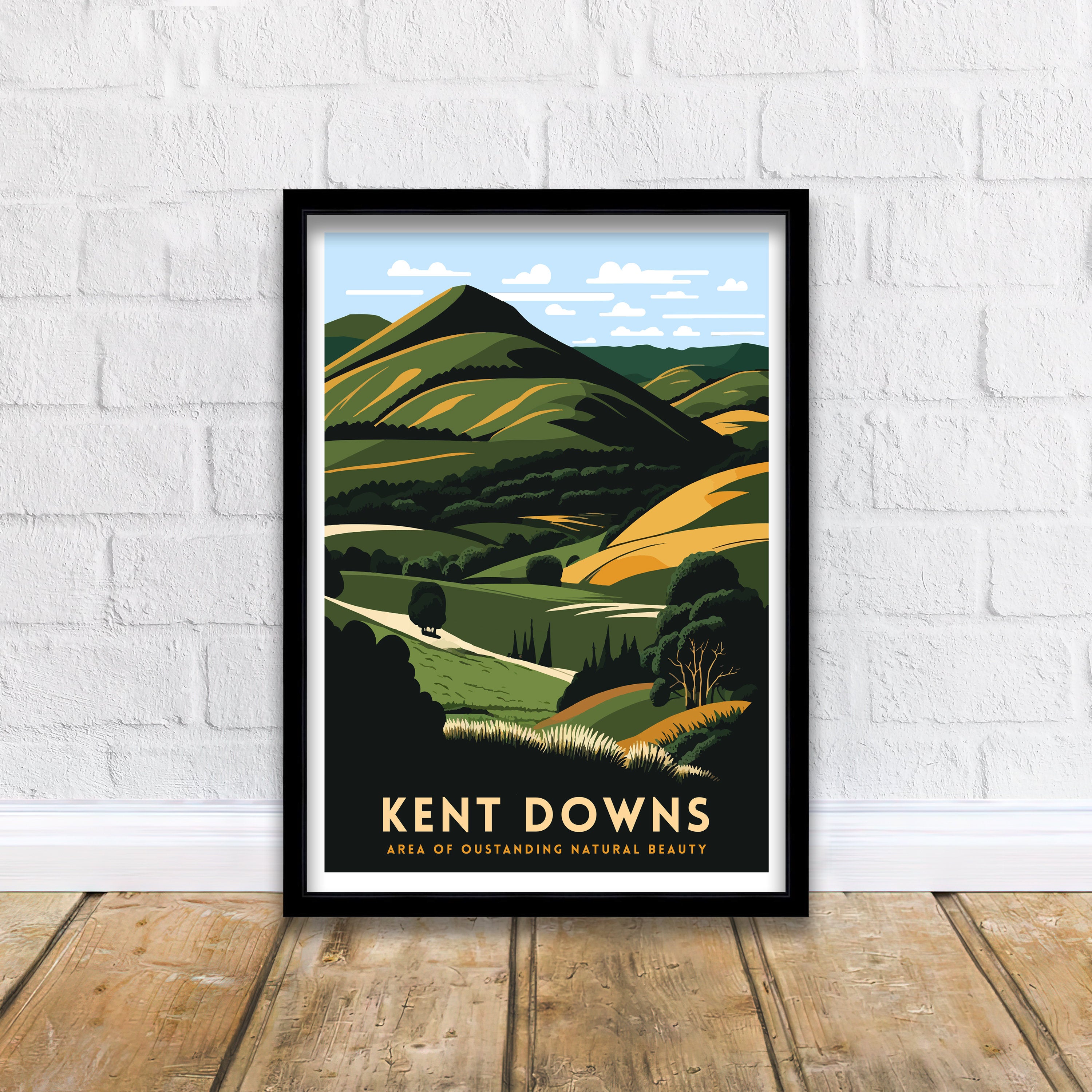 Kent Downs Travel Poster | Scenic Landscape Art Print