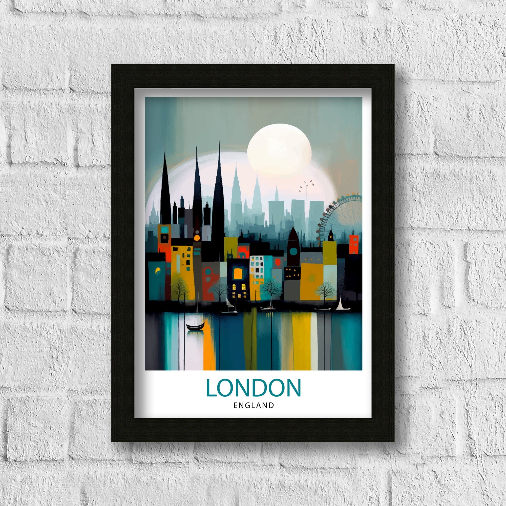 London Travel Poster, England Cityscape Art Print