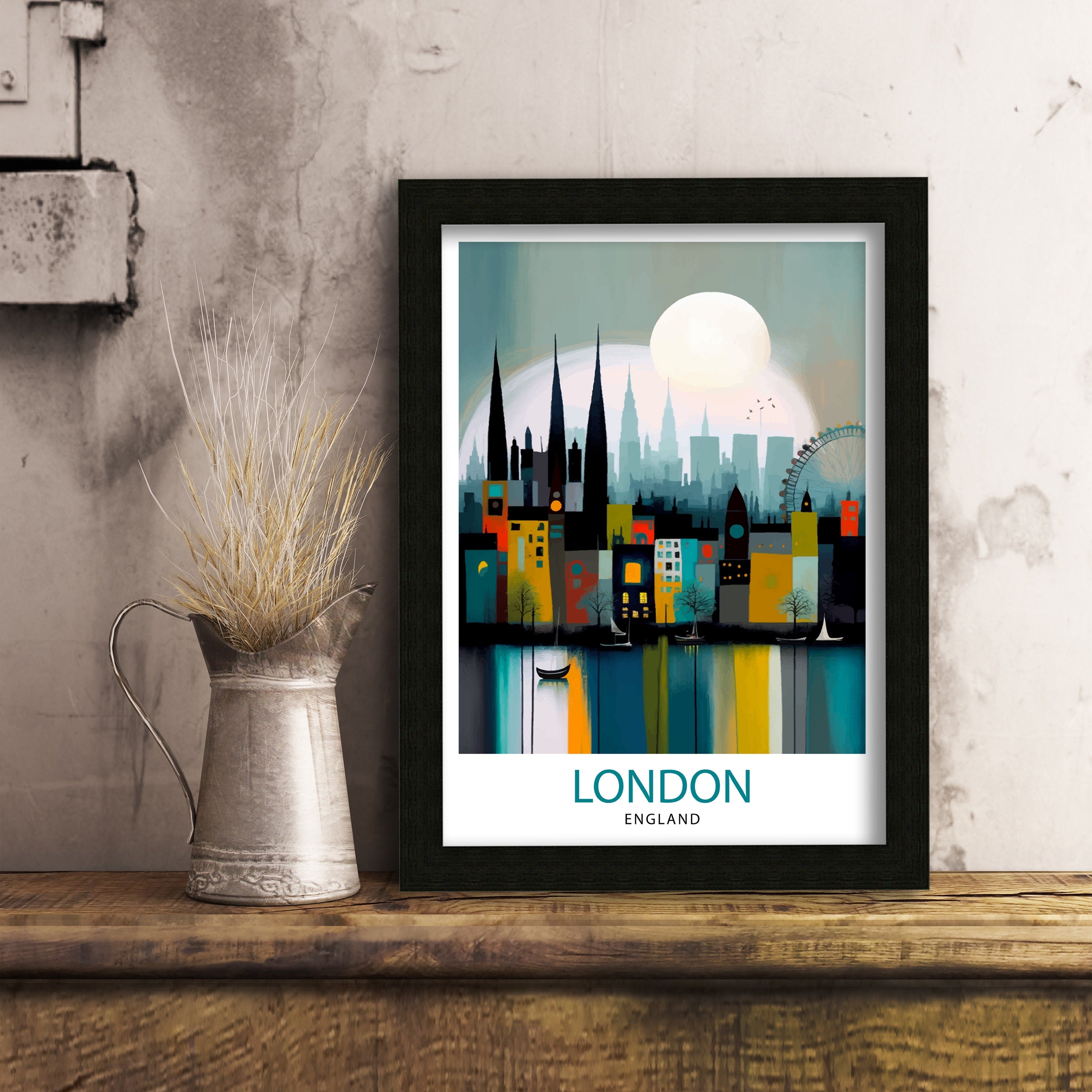 London Travel Poster, England Cityscape Art Print