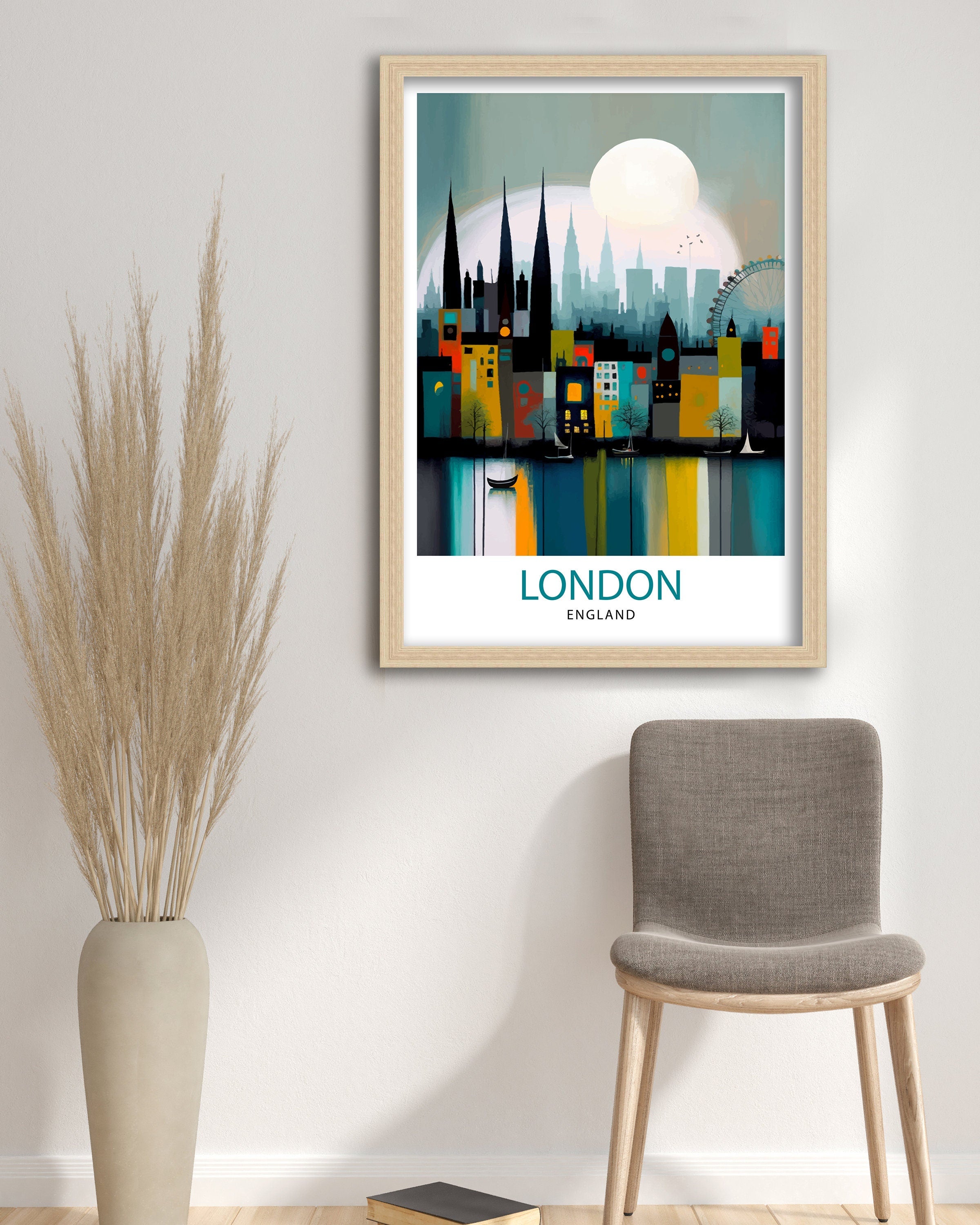 London Travel Poster, England Cityscape Art Print