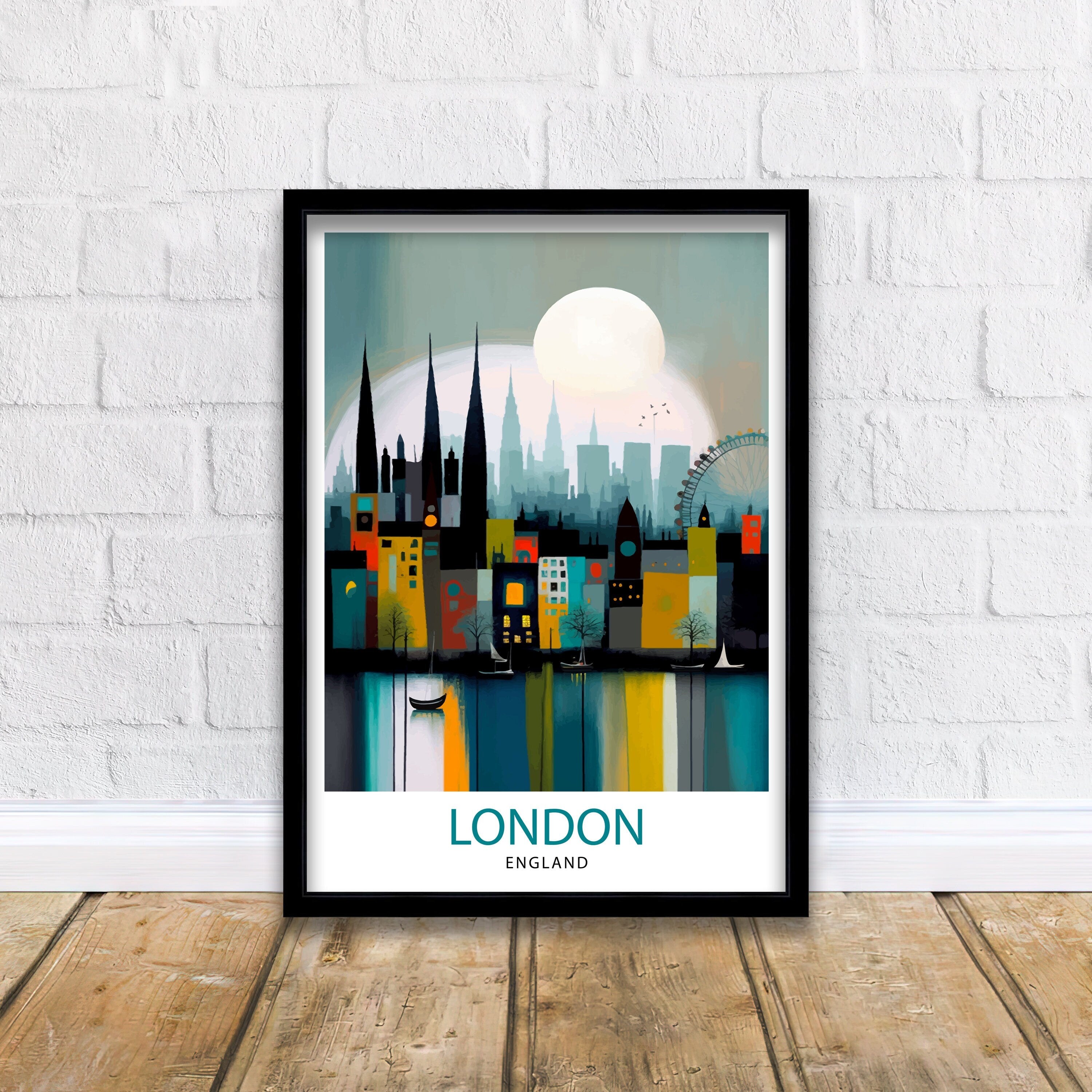 London Travel Poster, England Cityscape Art Print