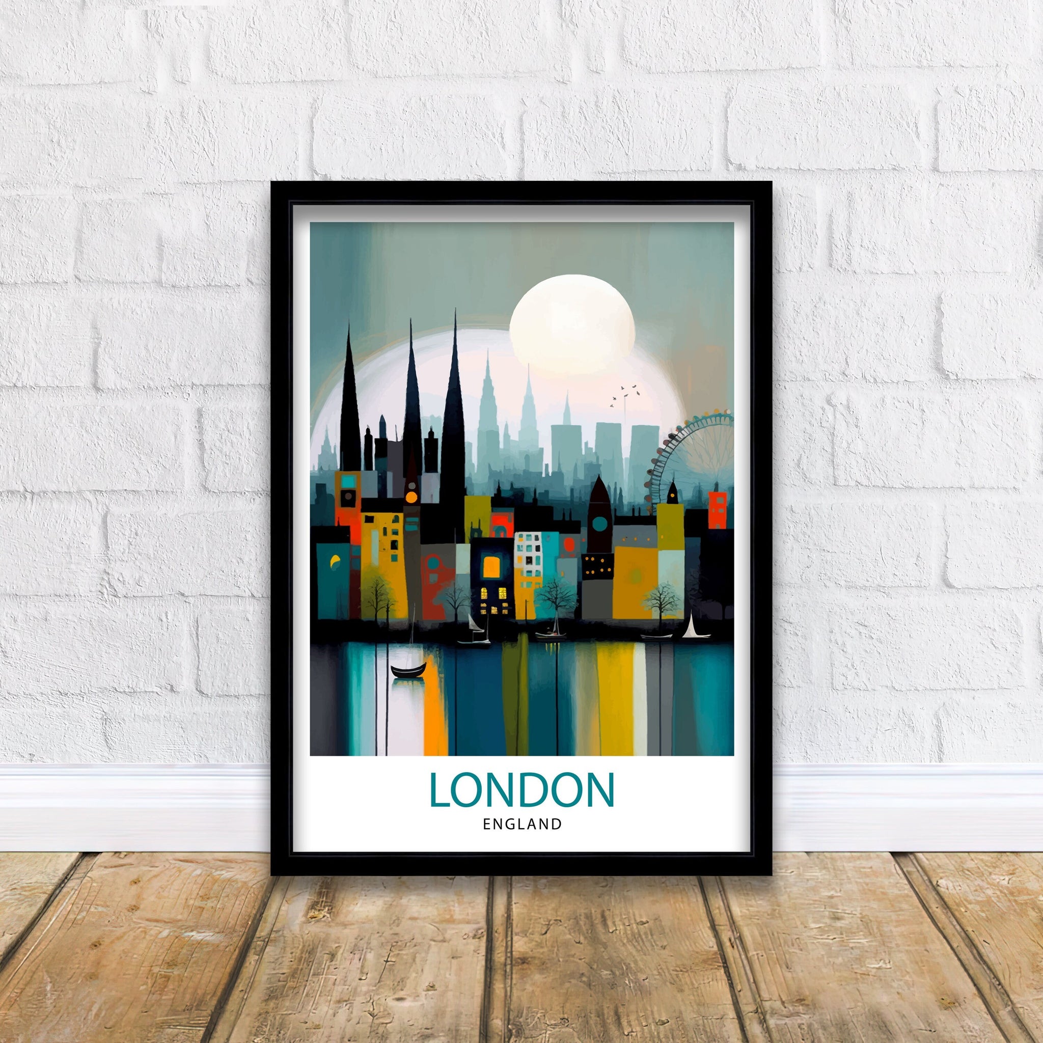 London Travel Poster, England Cityscape Art Print
