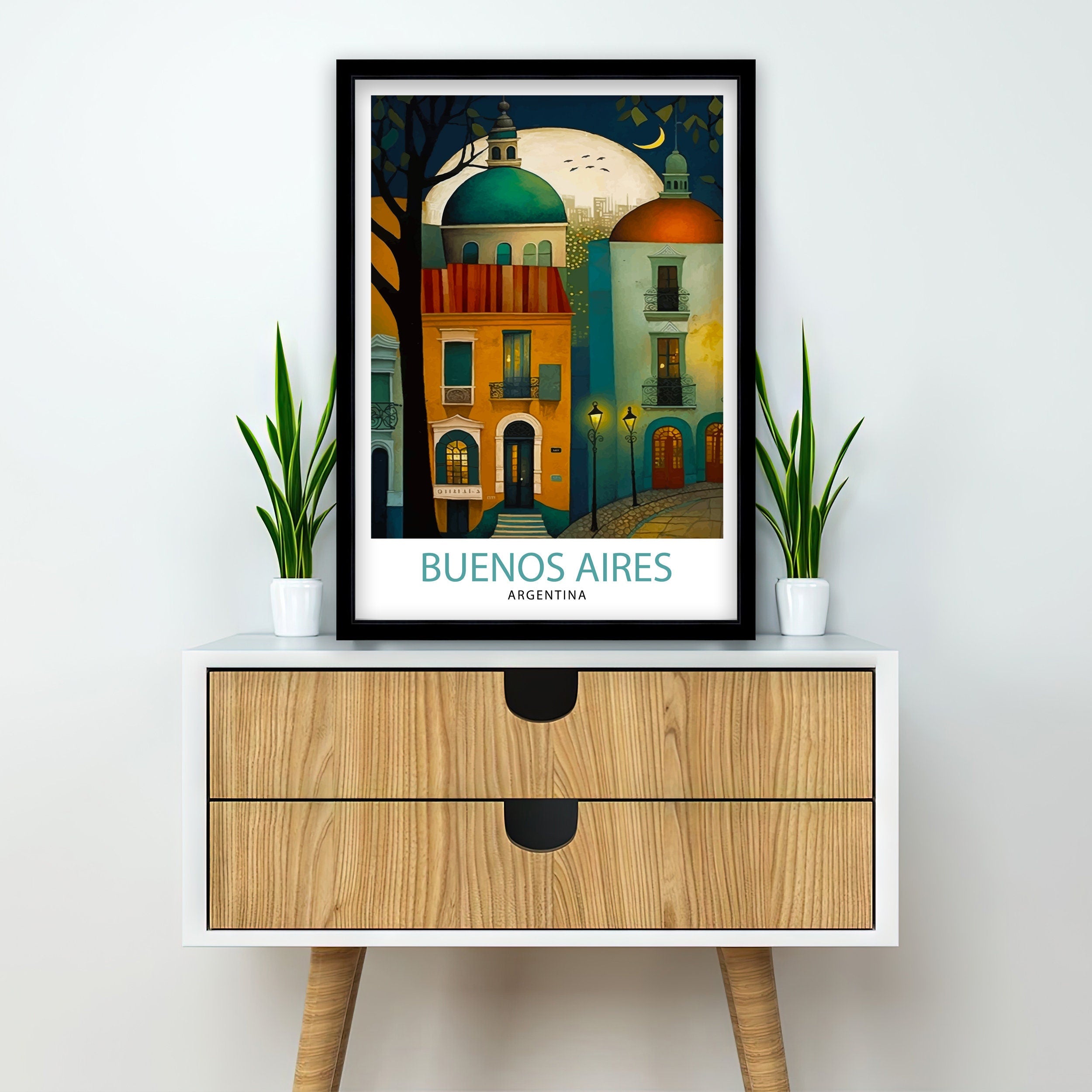 Buenos Aires Argentina Travel Poster – Colorful City Art Print