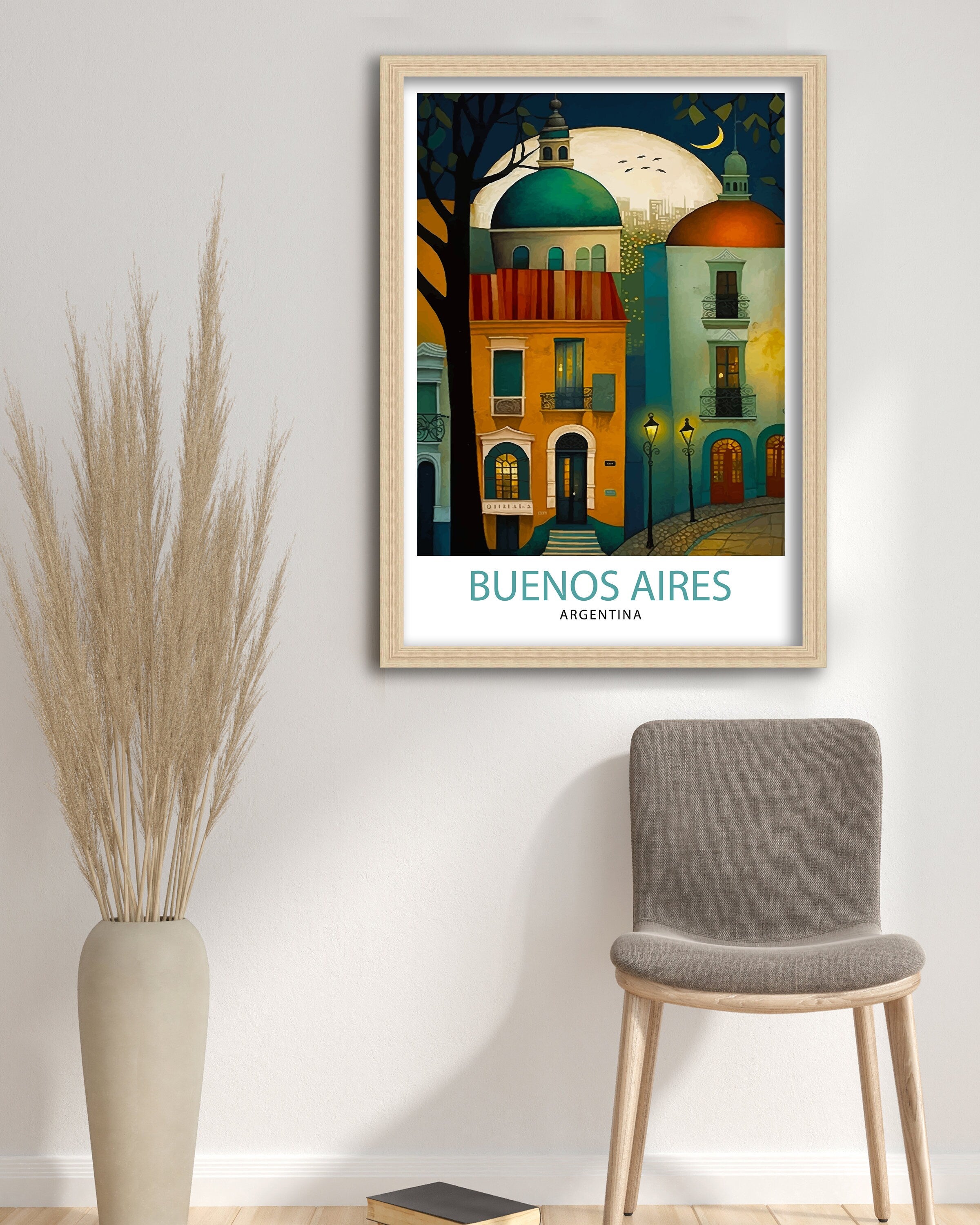 Buenos Aires Argentina Travel Poster – Colorful City Art Print
