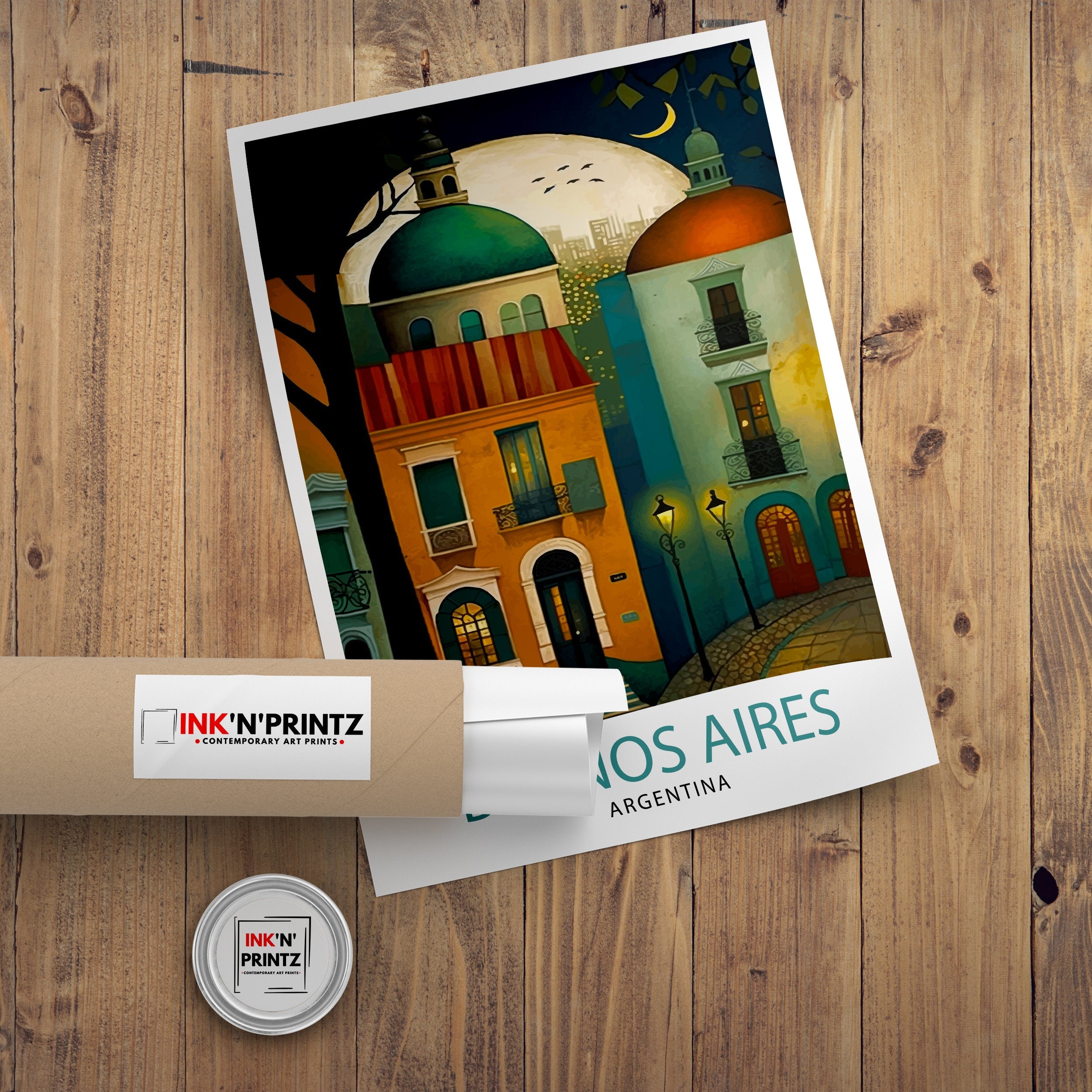 Buenos Aires Argentina Travel Poster – Colorful City Art Print