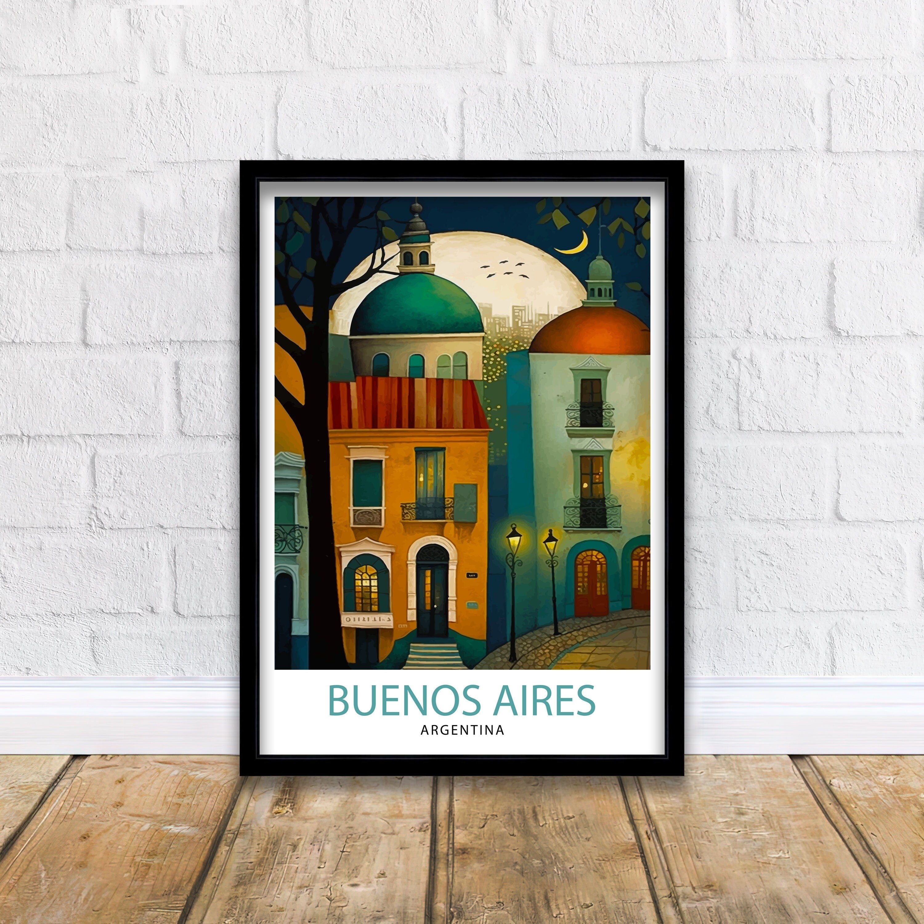 Buenos Aires Argentina Travel Poster – Colorful City Art Print