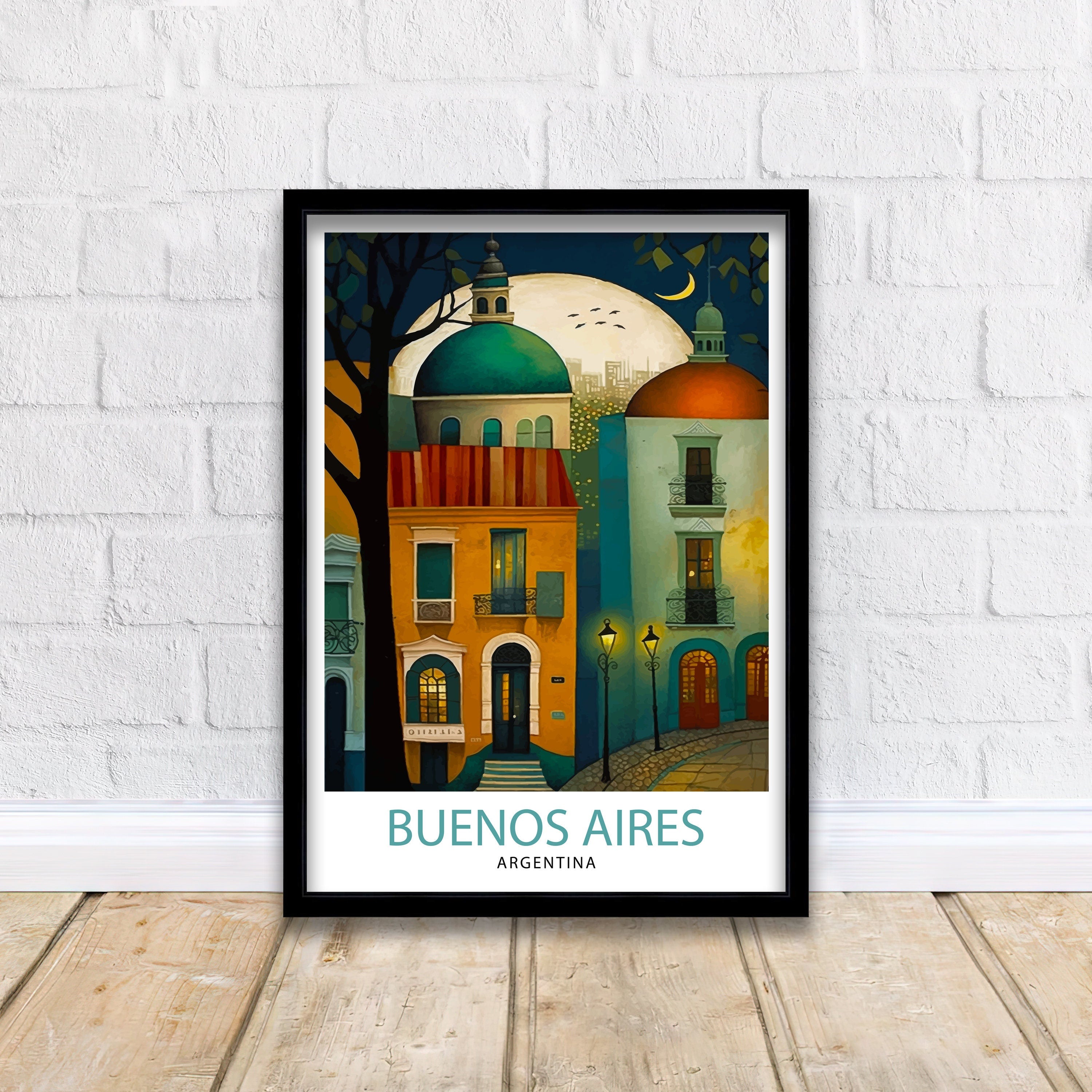 Buenos Aires Argentina Travel Poster – Colorful City Art Print