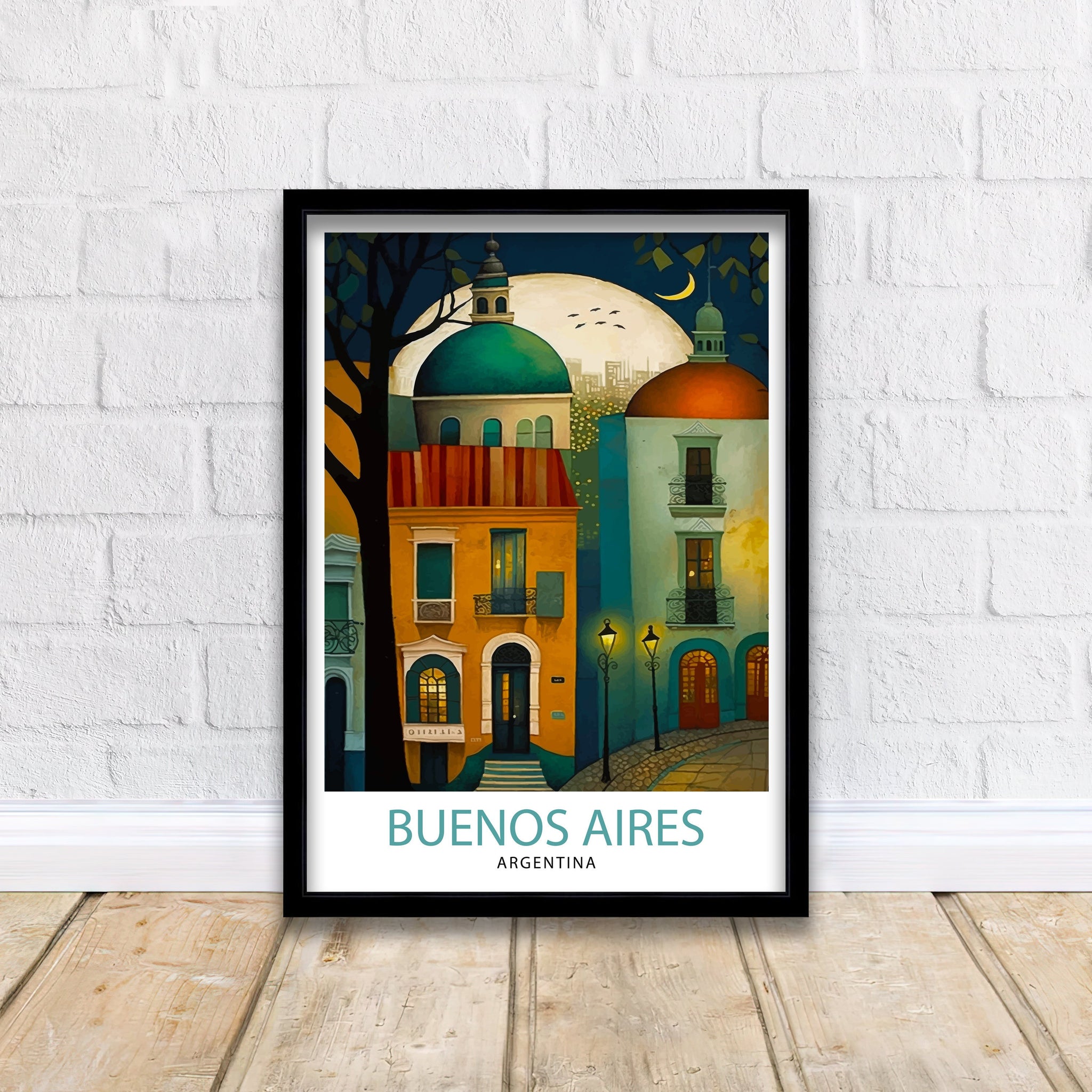 Buenos Aires Argentina Travel Poster – Colorful City Art Print
