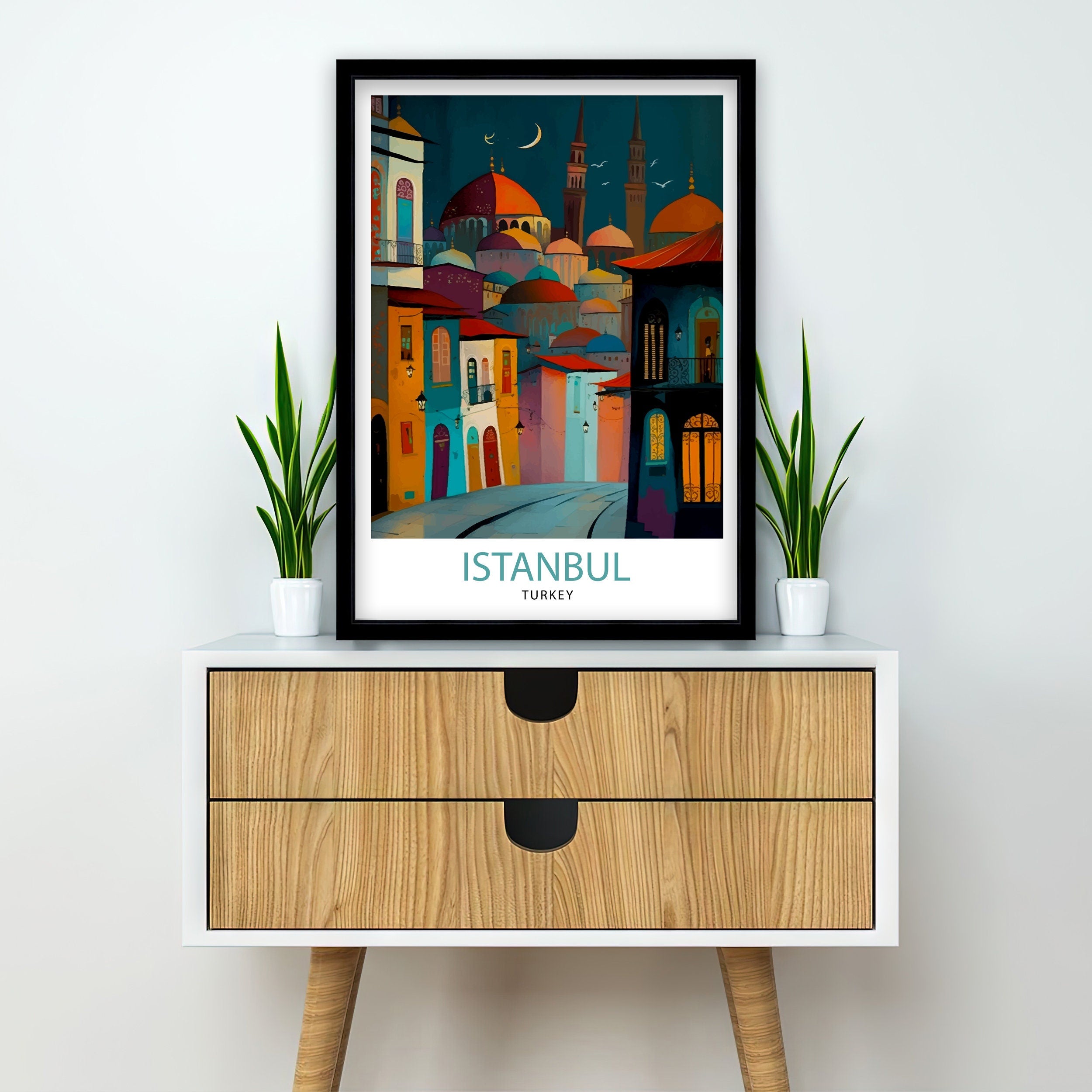 Istanbul Travel Print, Colorful Turkish Illustration