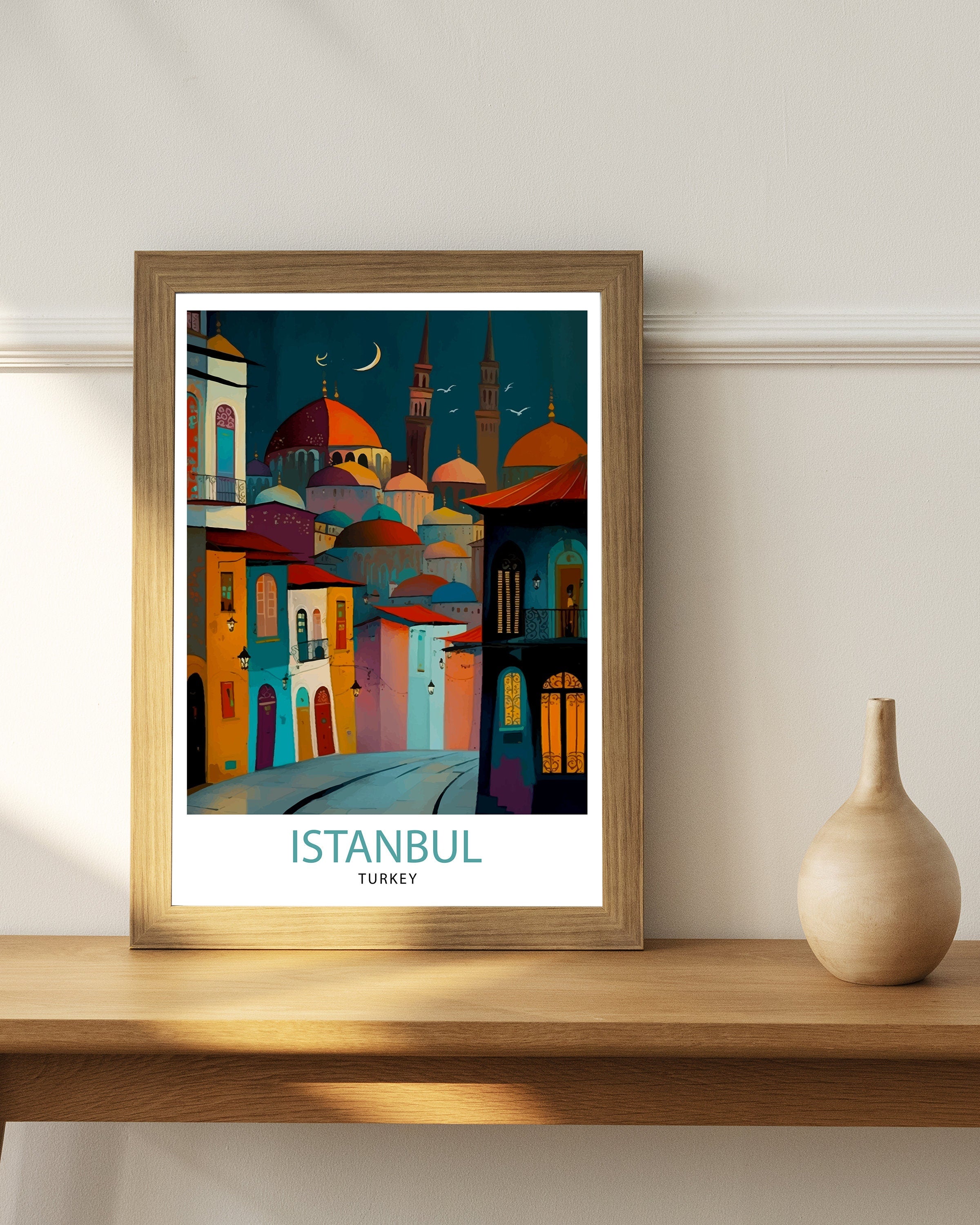 Istanbul Travel Print, Colorful Turkish Illustration