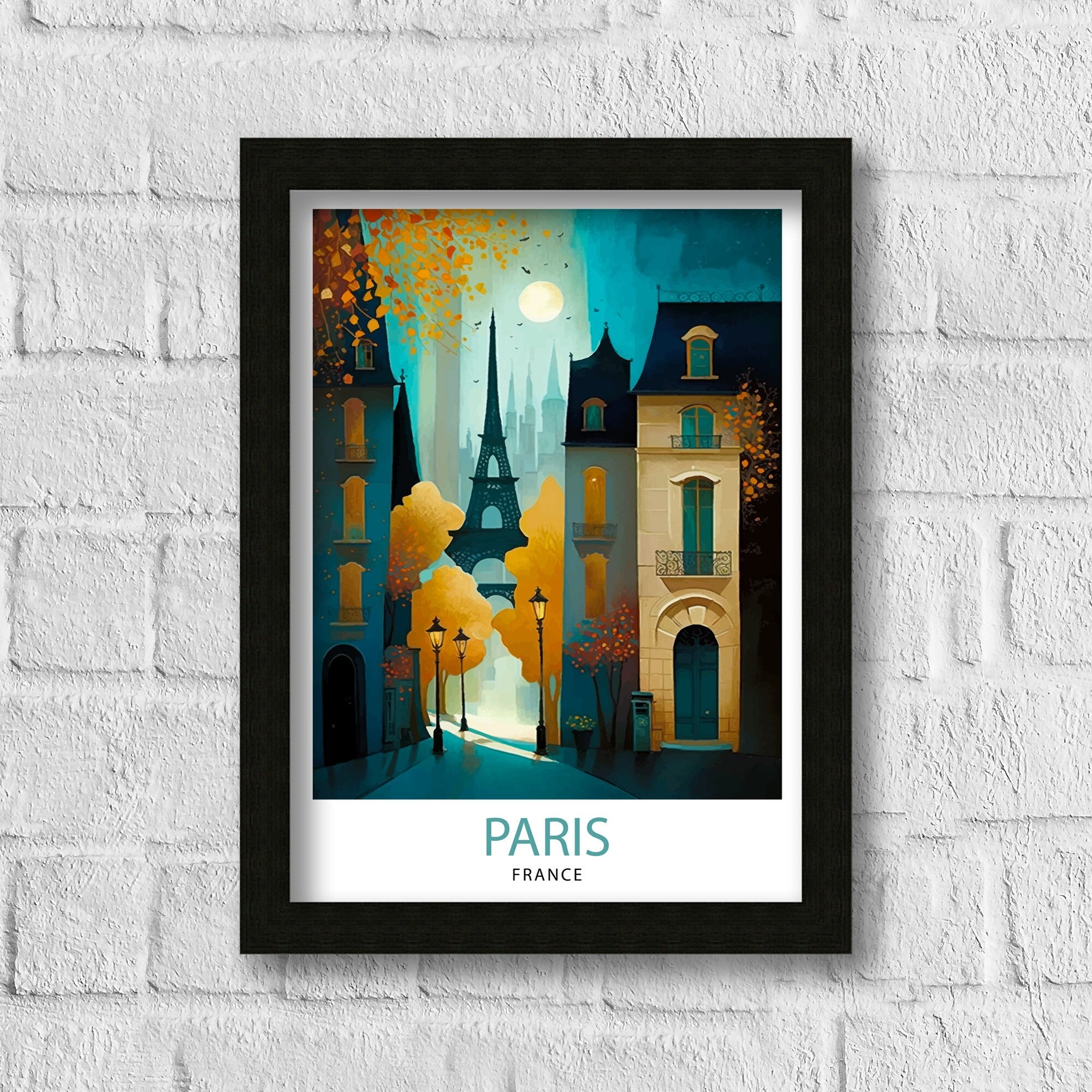 Eiffel Tower Paris Print – France Travel Illustration, City Wall Art