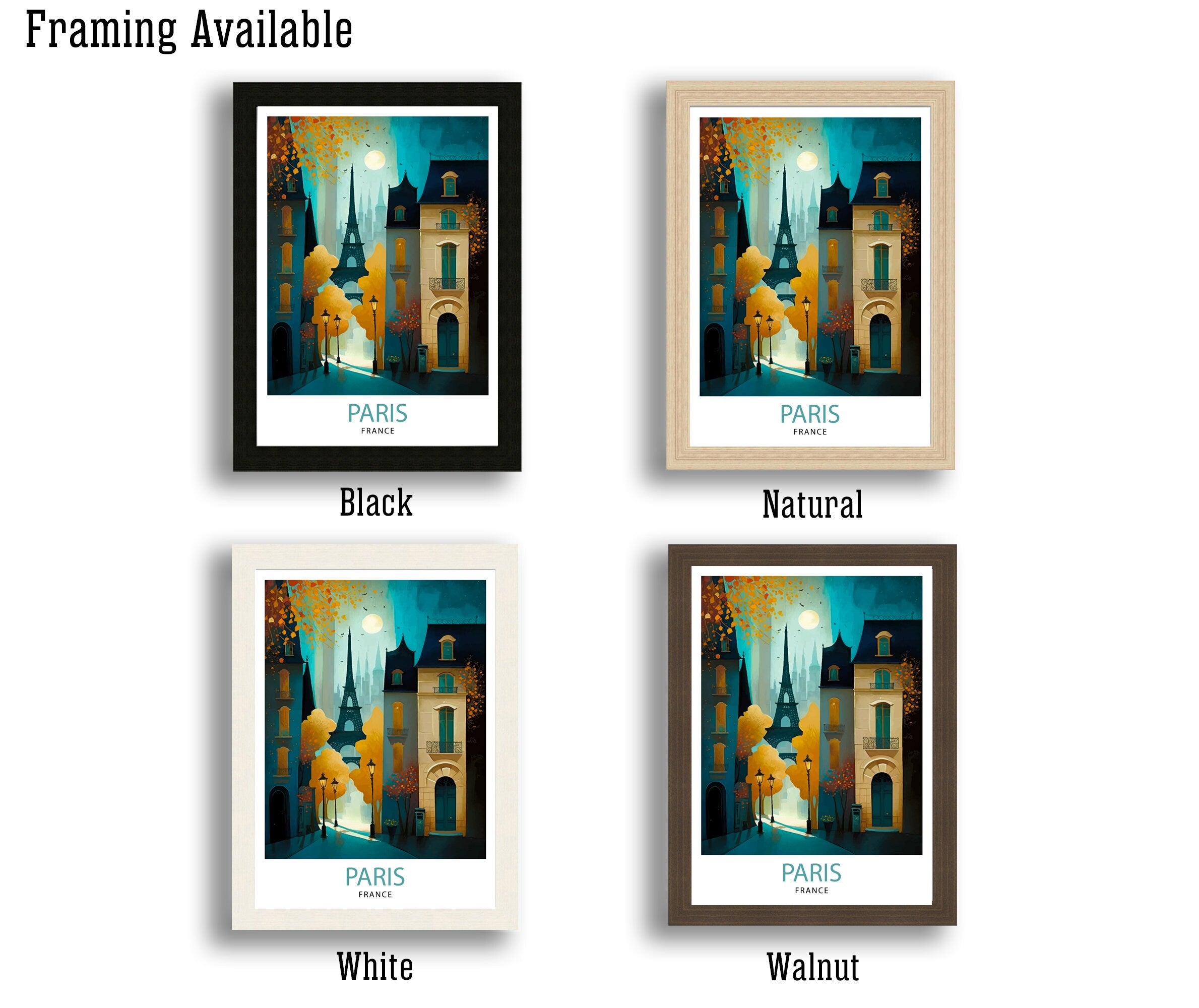 Eiffel Tower Paris Print – France Travel Illustration, City Wall Art