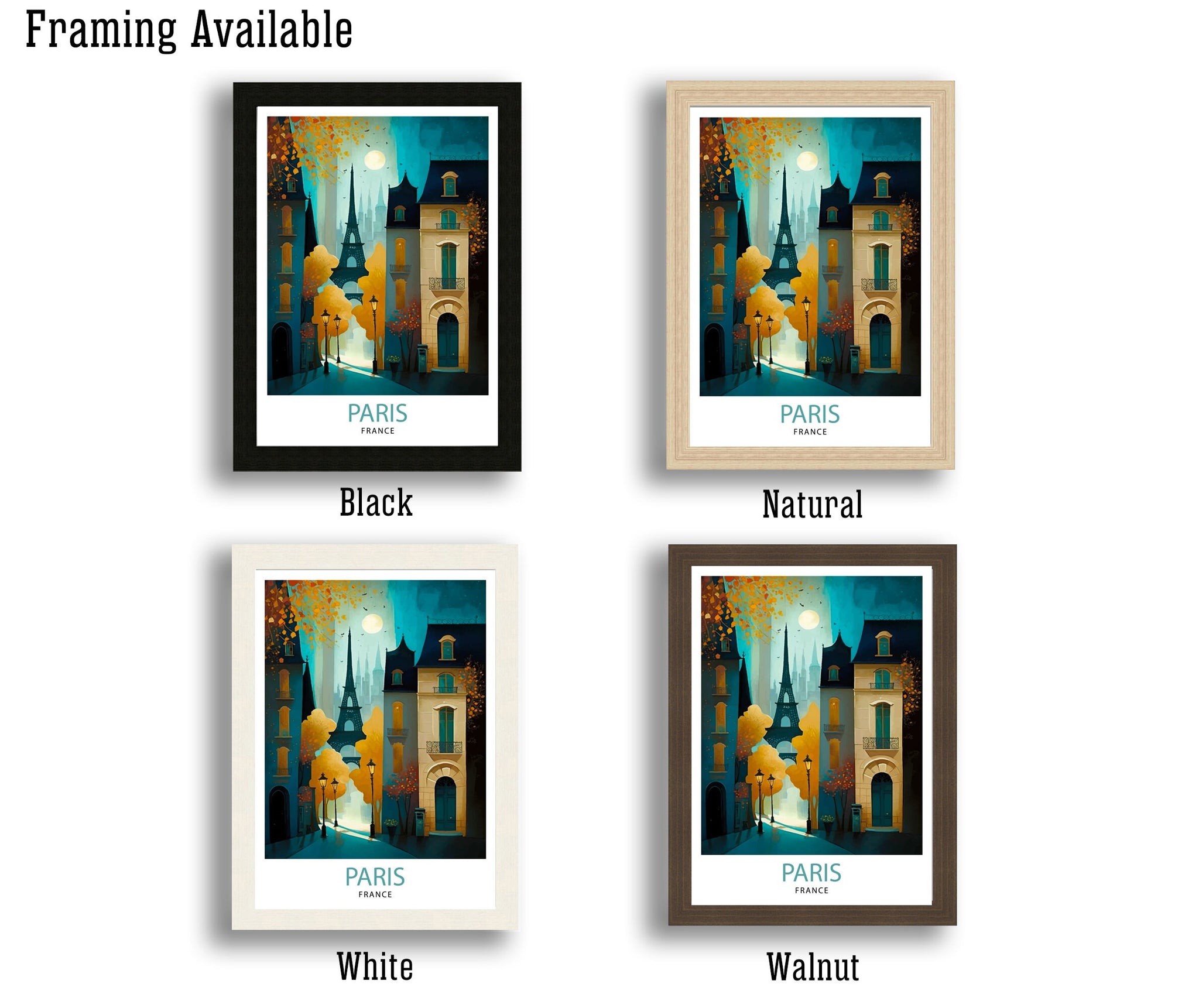 Eiffel Tower Paris Print – France Travel Illustration, City Wall Art