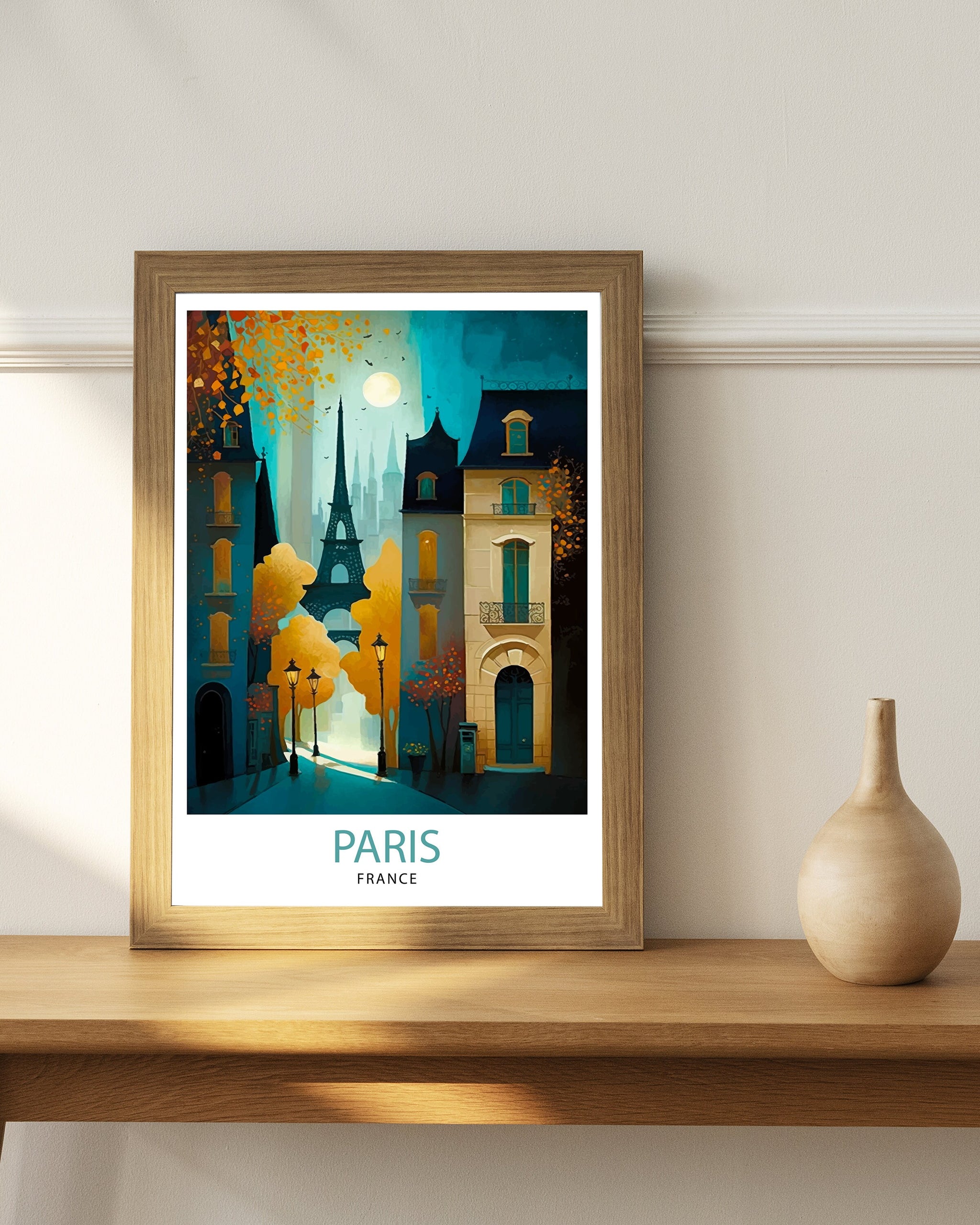 Eiffel Tower Paris Print – France Travel Illustration, City Wall Art