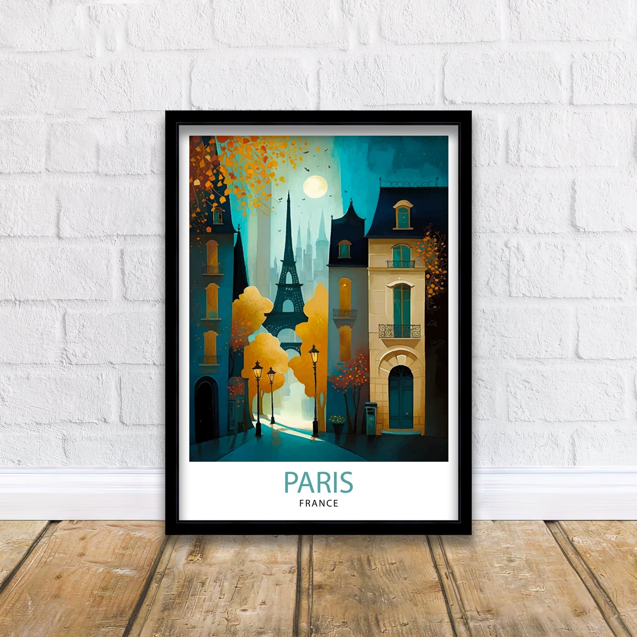 Eiffel Tower Paris Print – France Travel Illustration, City Wall Art