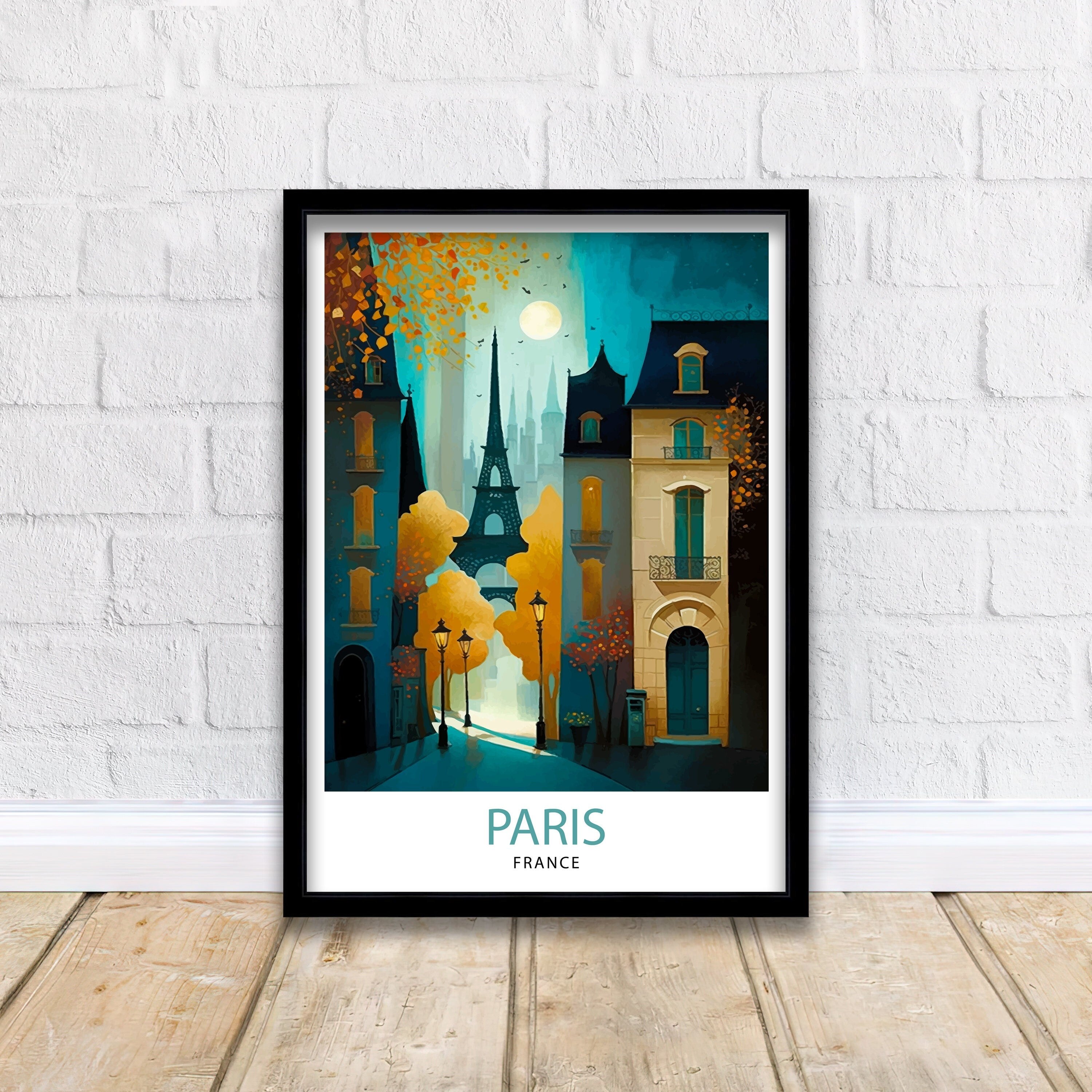 Eiffel Tower Paris Print – France Travel Illustration, City Wall Art