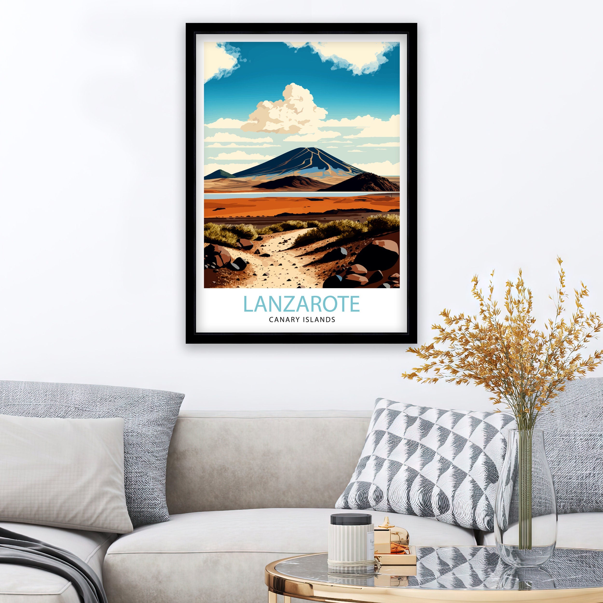 Lanzarote Travel Poster: Spain Landscape Art Print