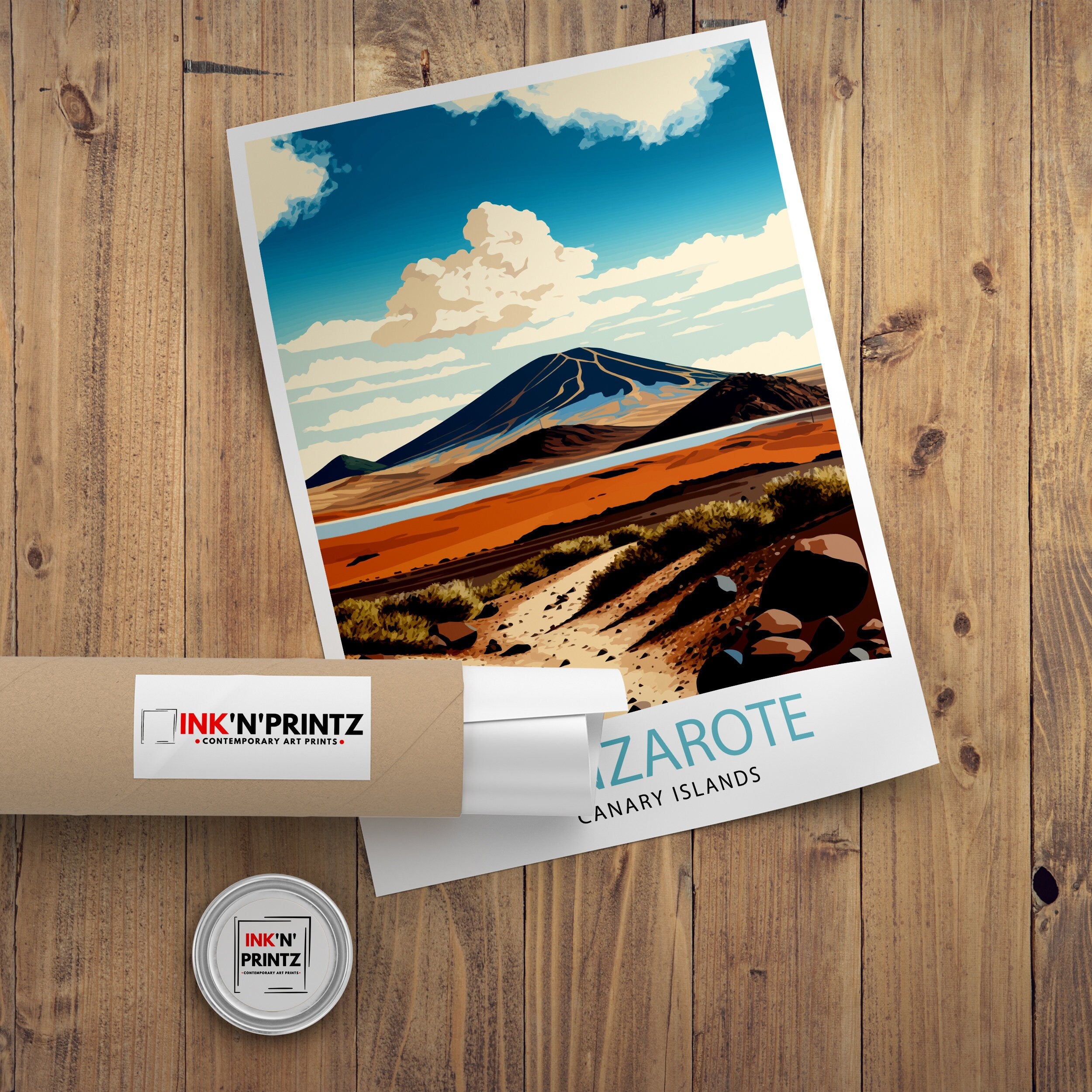 Lanzarote Travel Poster: Spain Landscape Art Print