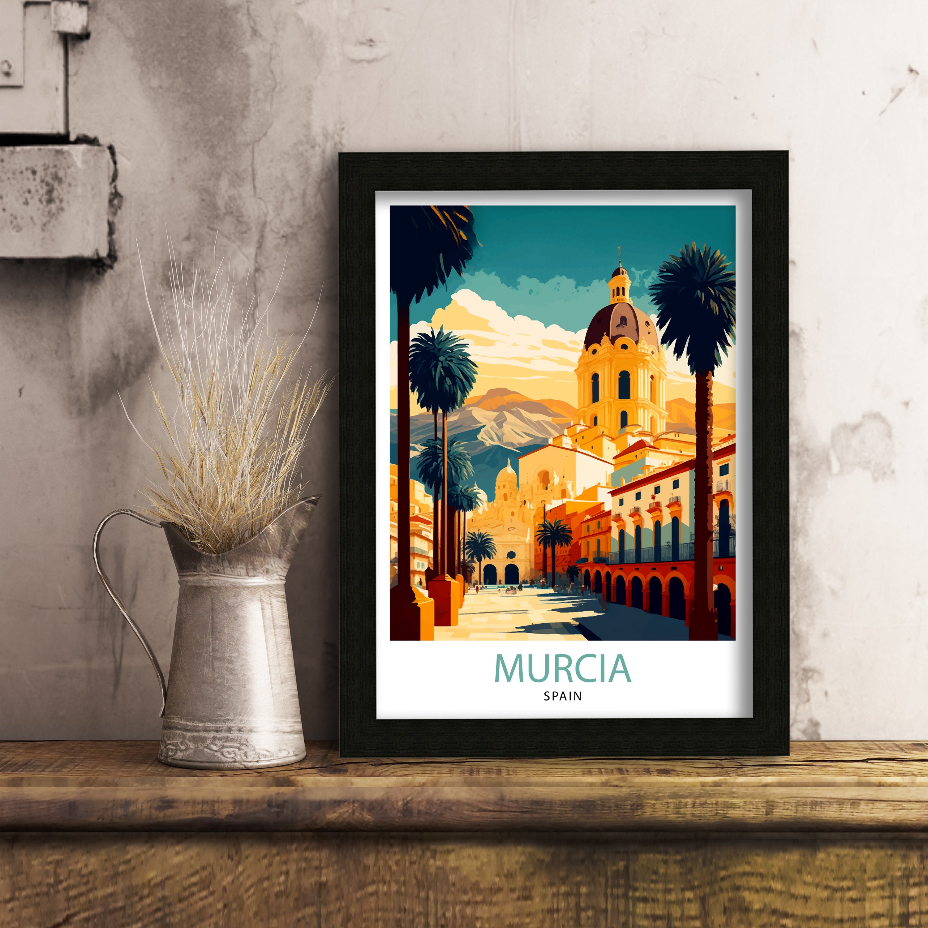 Murcia Spain Travel Poster, Cityscape Art Print