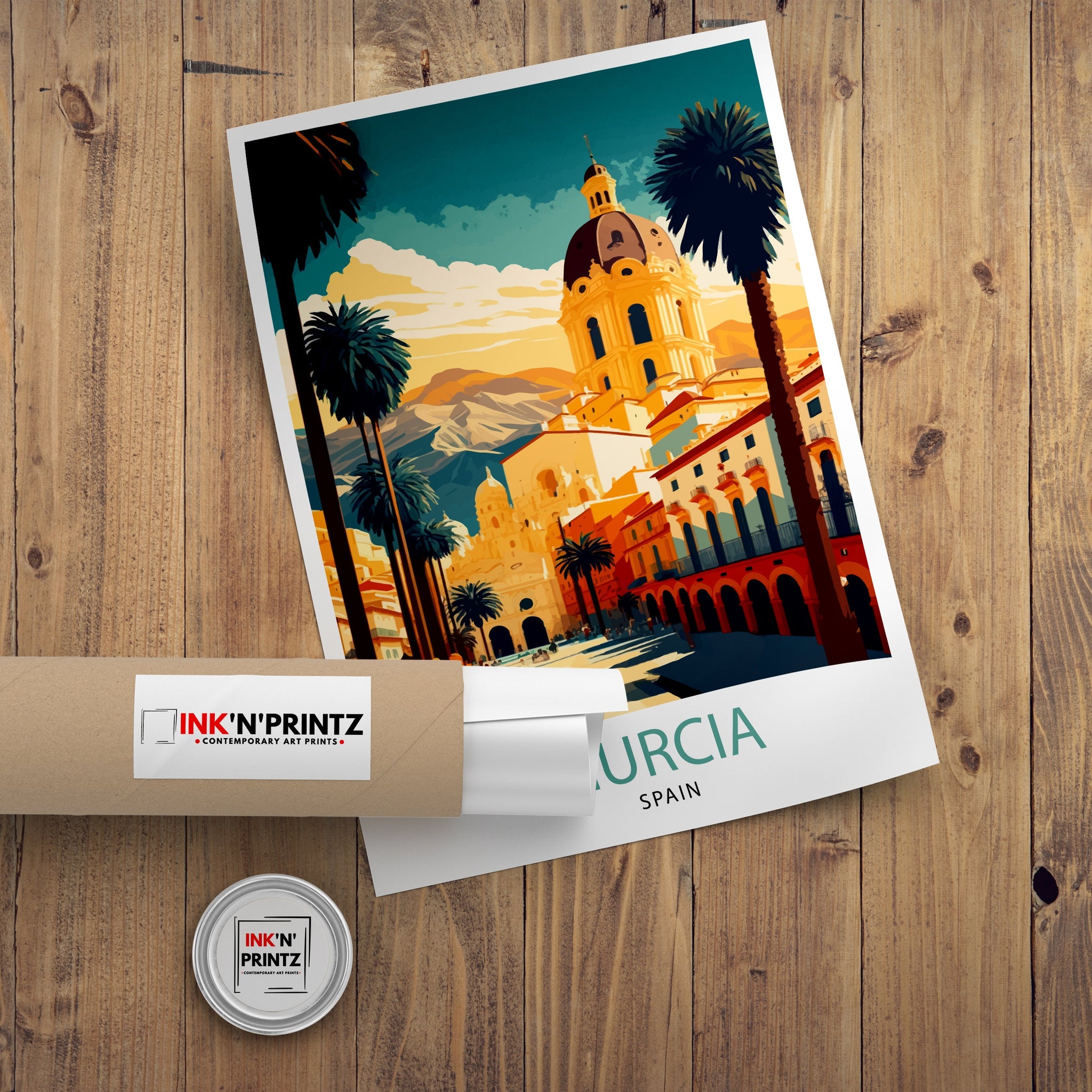Murcia Spain Travel Poster, Cityscape Art Print