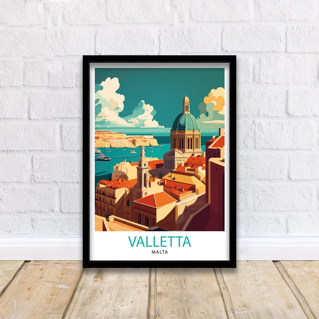 Valletta Malta Travel Poster , Valletta Wall Art, Valletta Decor, Malta Illustration, Travel Poster, Gift For Malta, Malta Home Decor