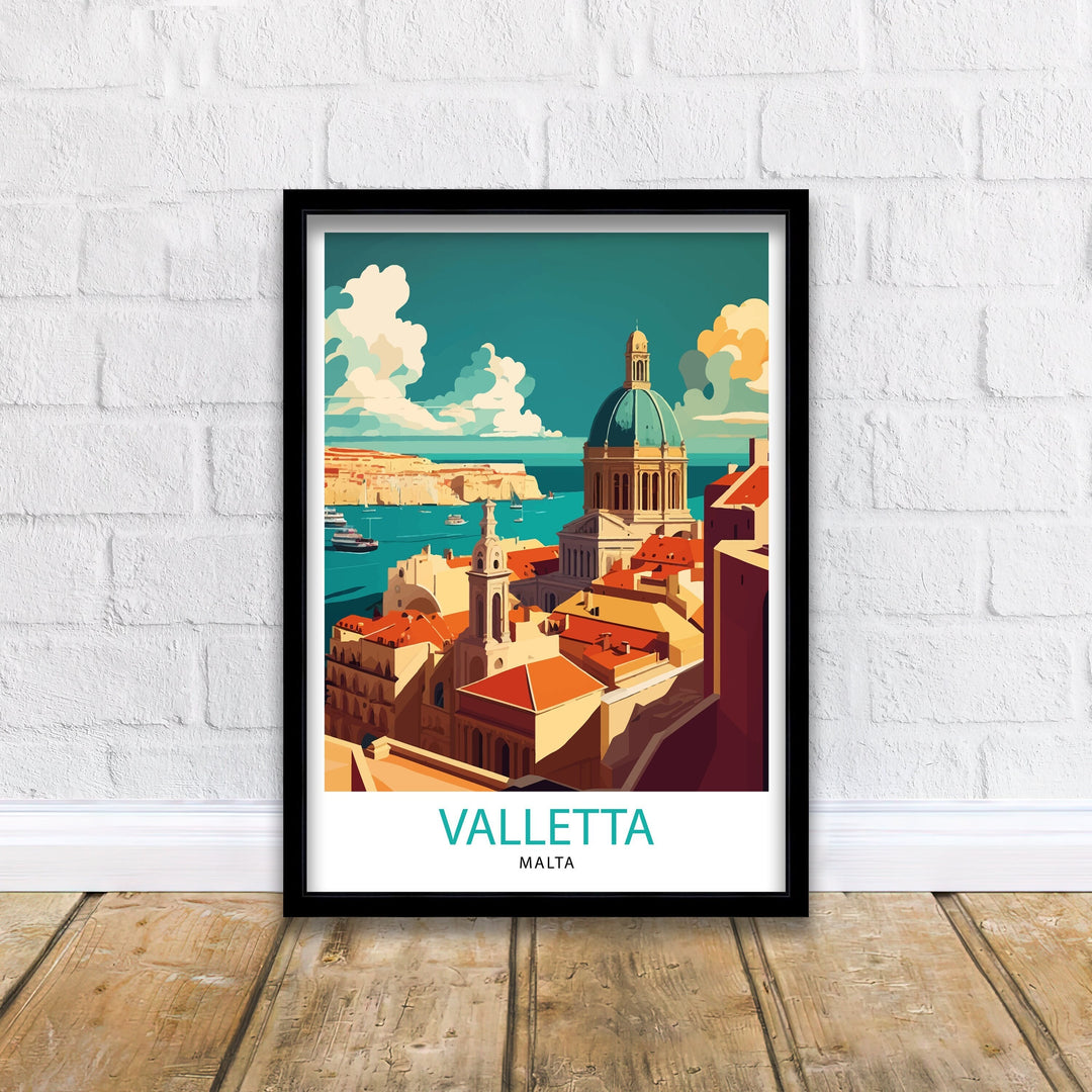 Valletta Malta Travel Poster , Valletta Wall Art, Valletta Decor, Malta Illustration, Travel Poster, Gift For Malta, Malta Home Decor