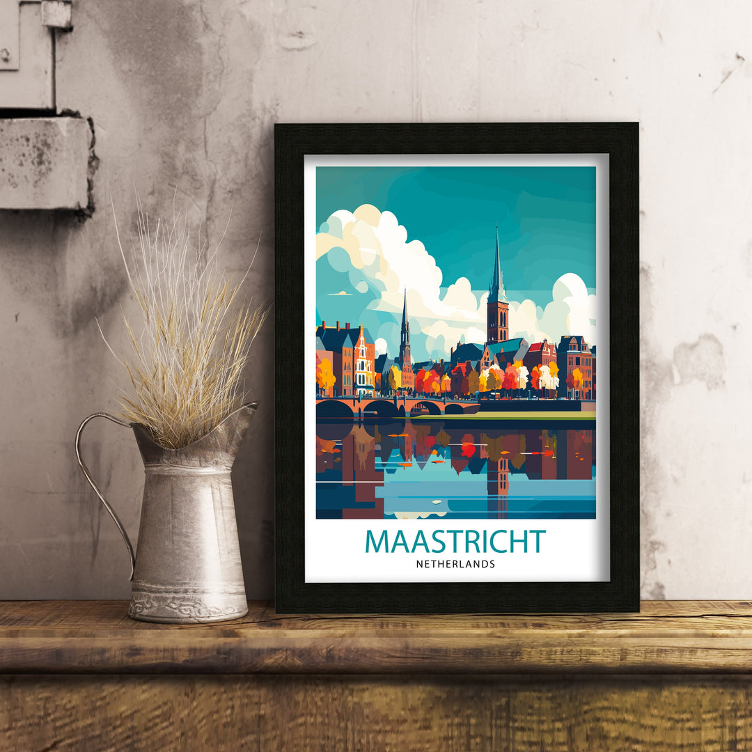 Maastricht Netherlands Travel Poster Maastricht