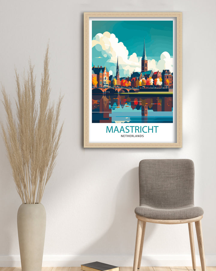 Maastricht Netherlands Travel Poster Maastricht