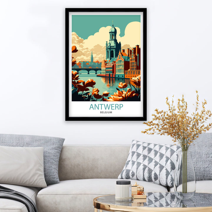 Antwerp Belgium Travel Poster Antwerp