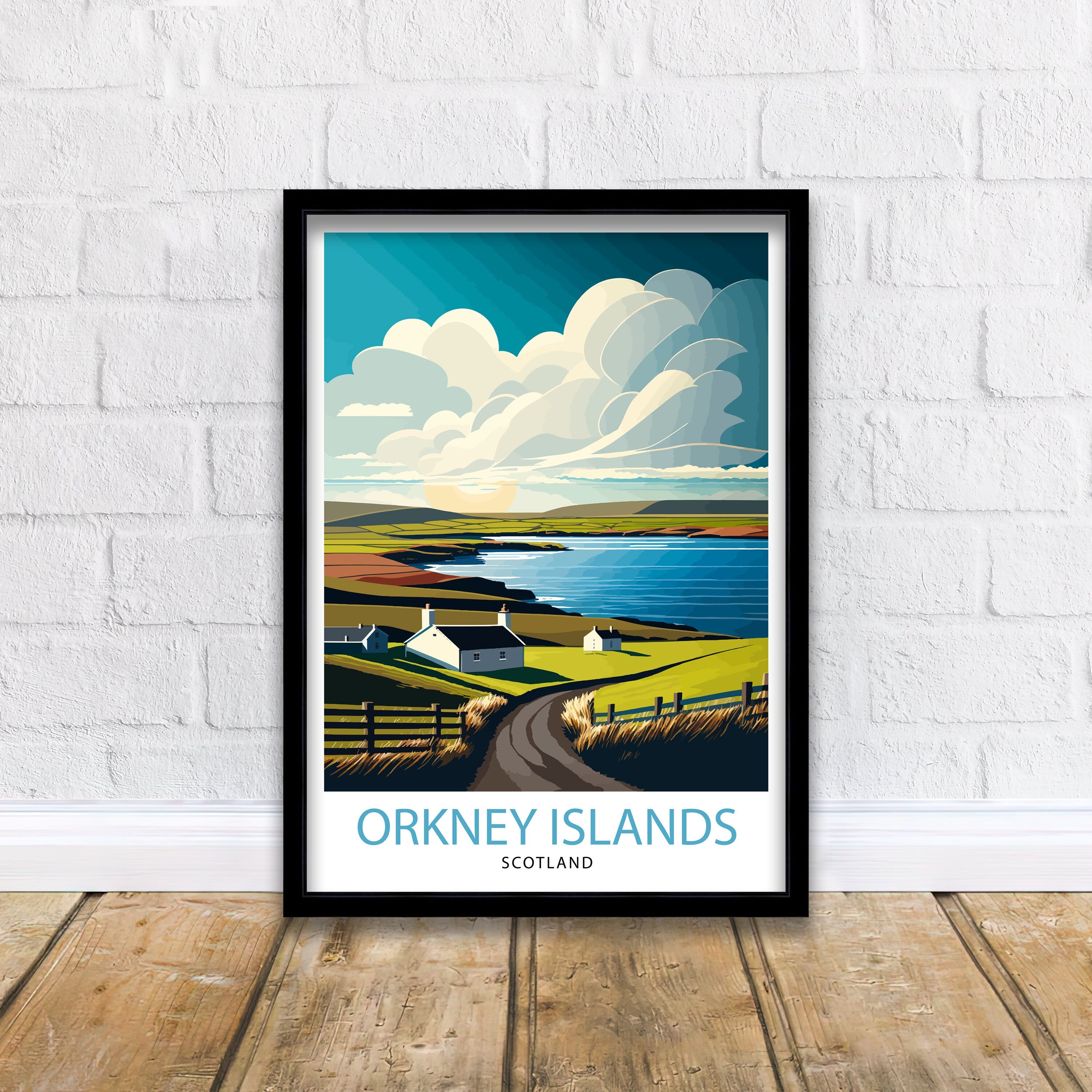 Orkney Islands Scotland Travel Poster, Landscape Art Print