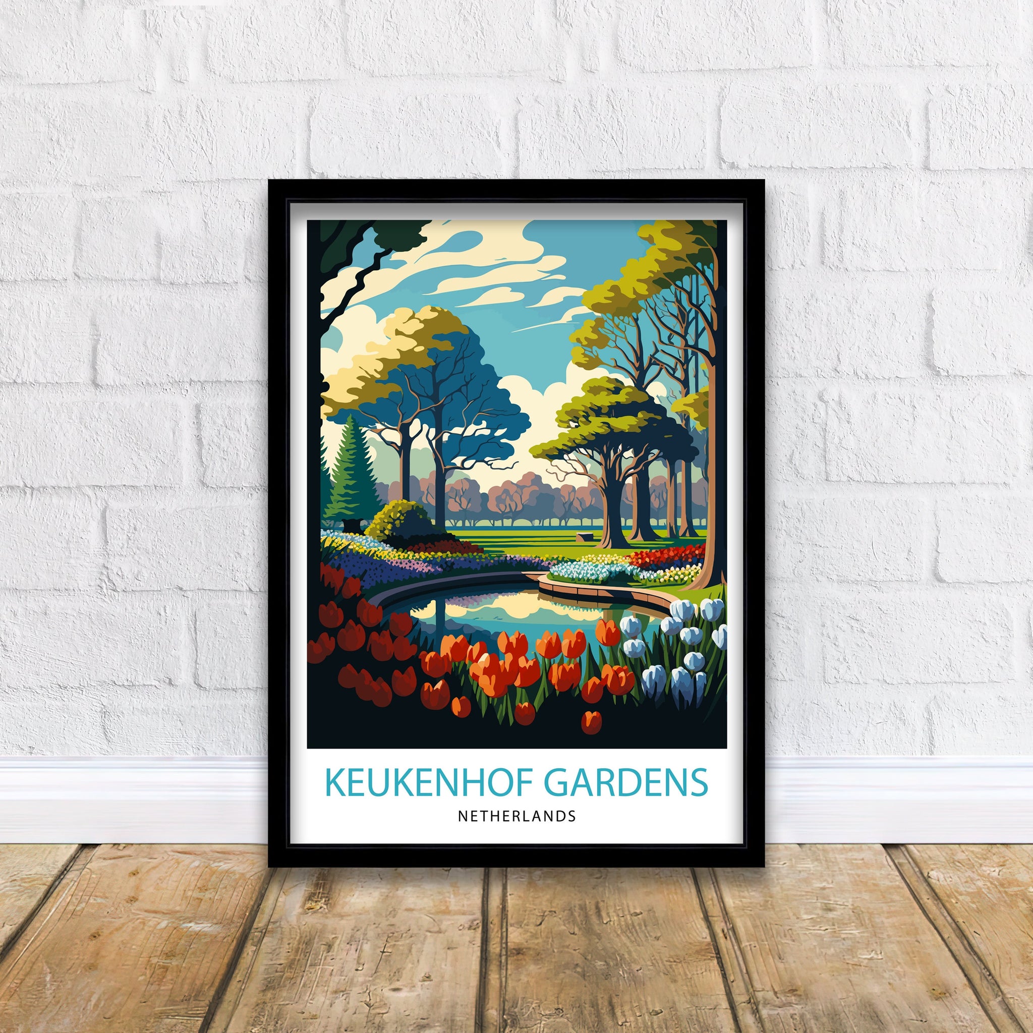 Keukenhof Gardens Print, Netherlands Travel Poster, Floral Wall Art