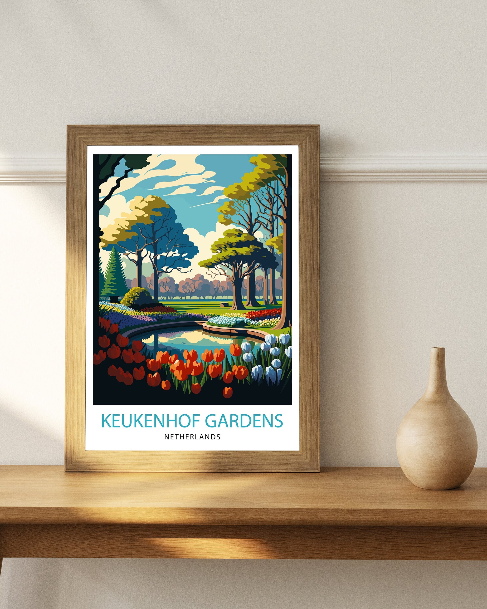 Keukenhof Gardens Print, Netherlands Travel Poster, Floral Wall Art